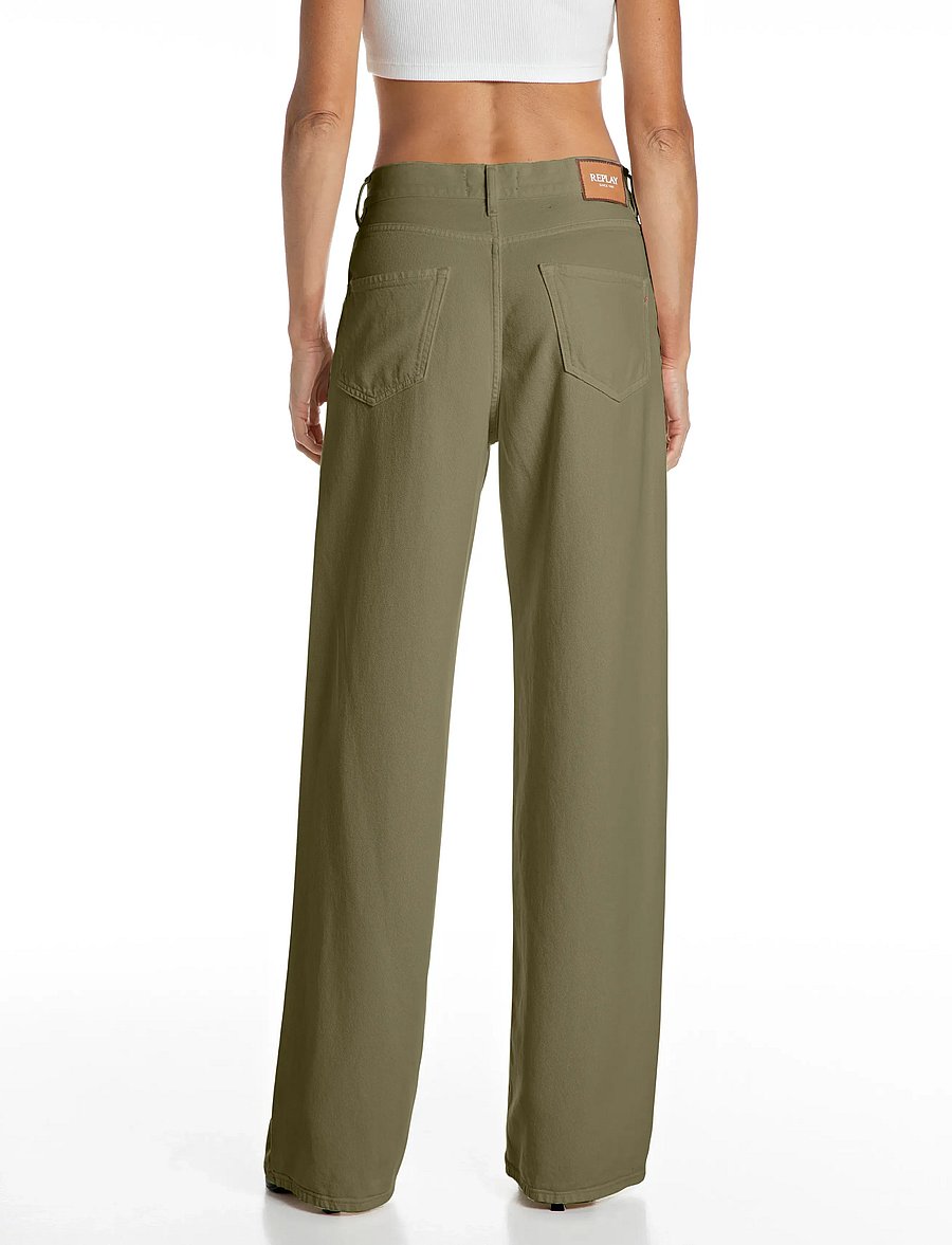Replay - CARY Trousers WIDE LEG ,Sustainable - vida byxor - green - 3