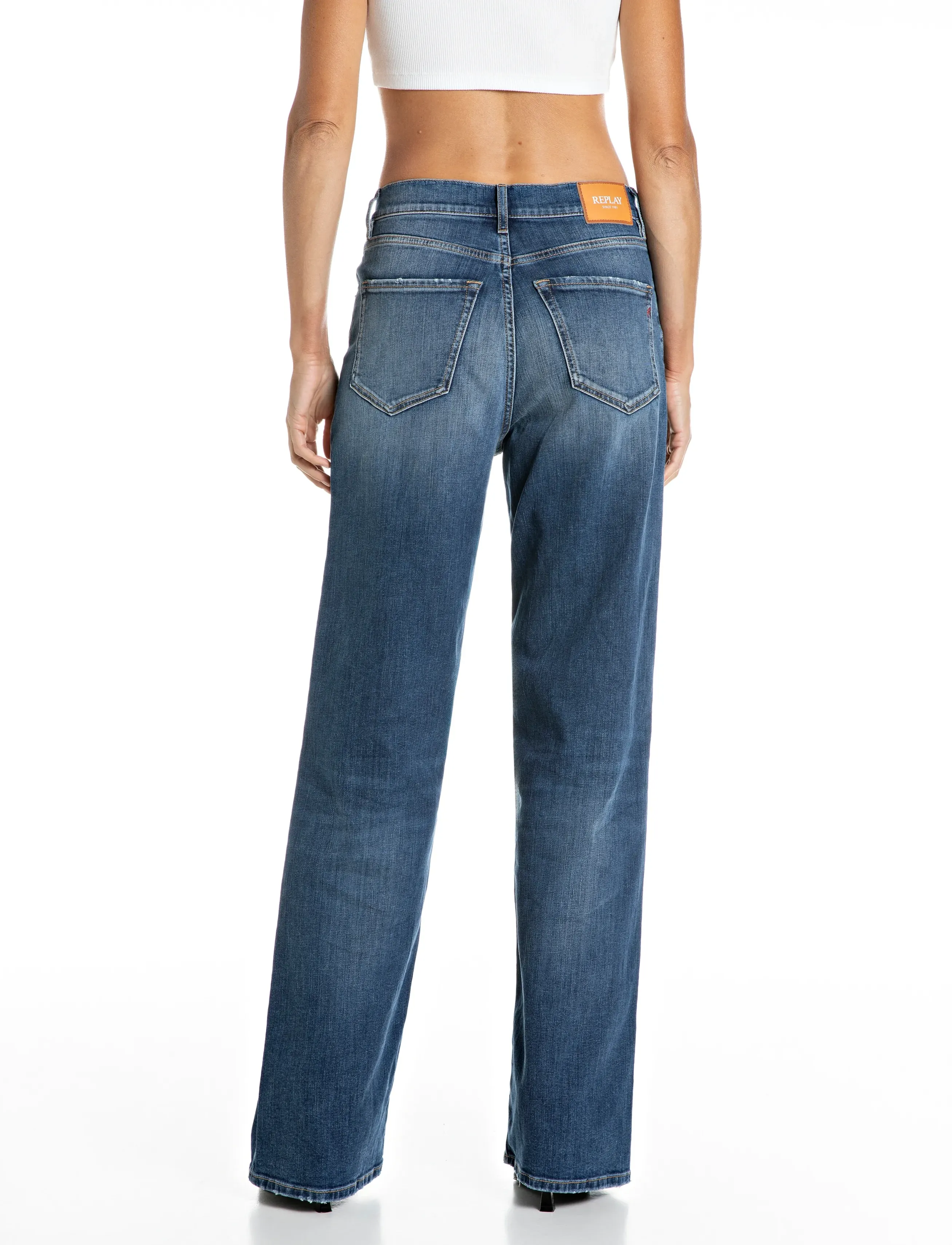 Replay - CARY Trousers WIDE LEG 99 Denim - hosen mit weitem bein - blue - 3