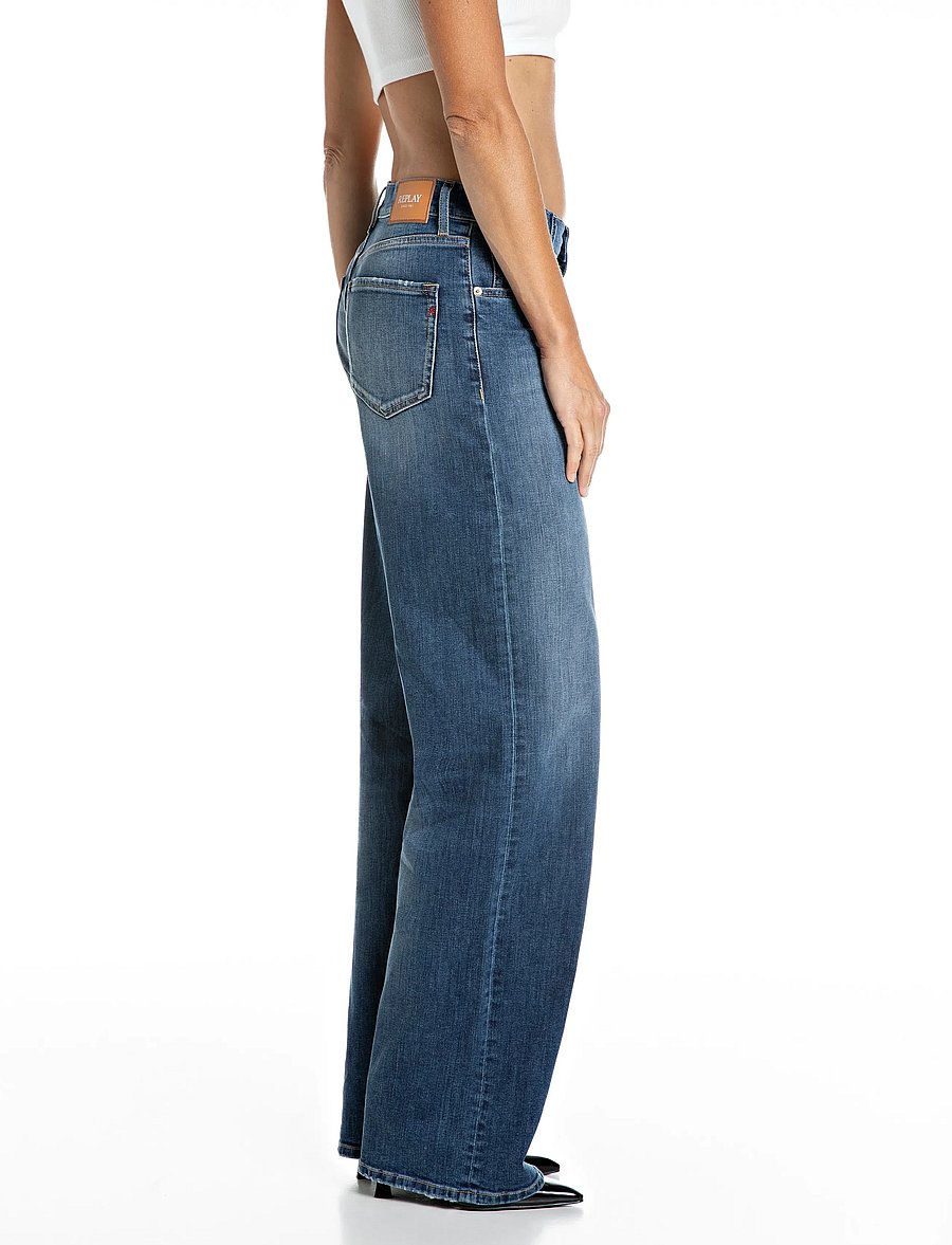 Replay - CARY Trousers WIDE LEG 99 Denim - hosen mit weitem bein - blue - 4