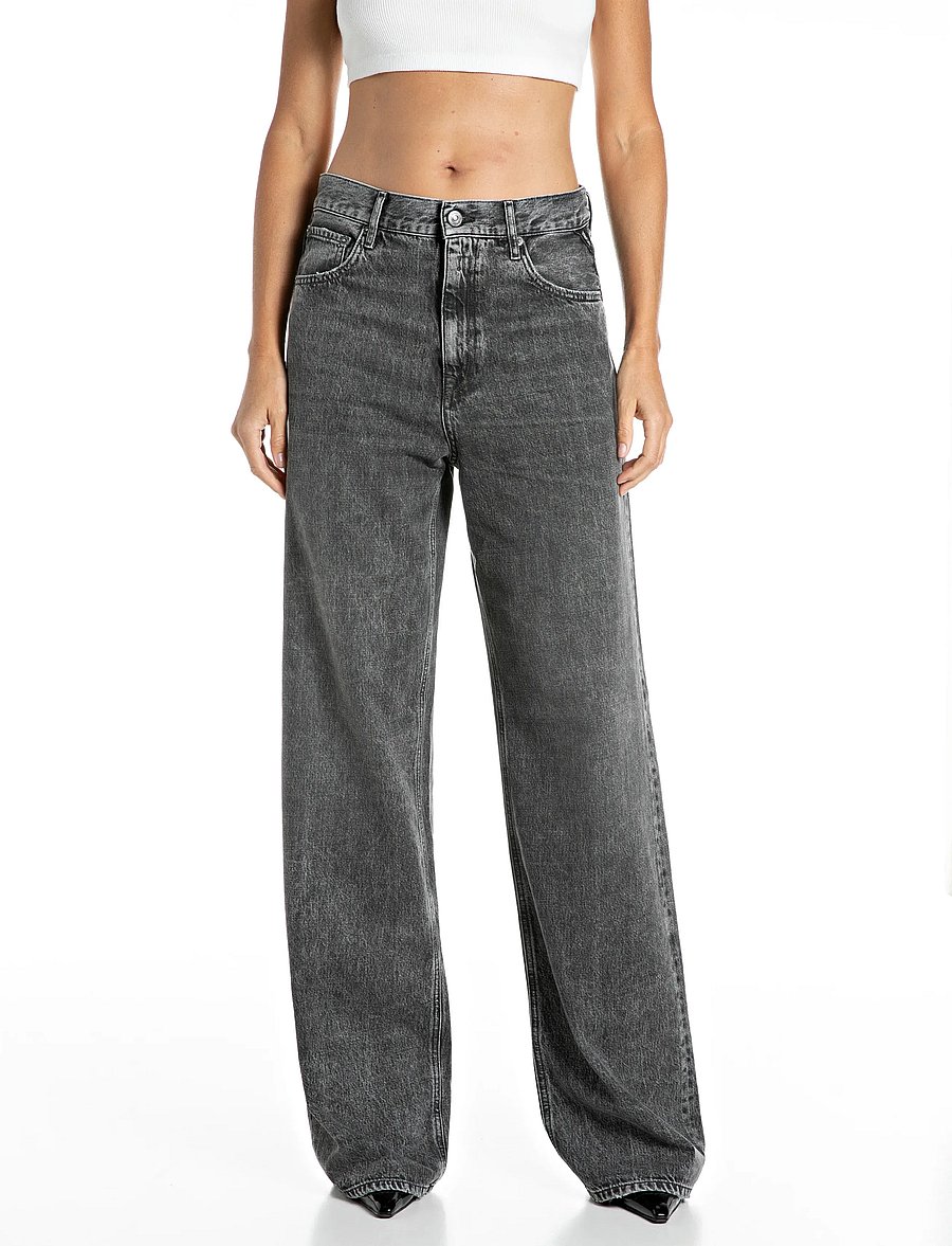 Replay - CARY Trousers WIDE LEG - hosen mit weitem bein - grey - 0