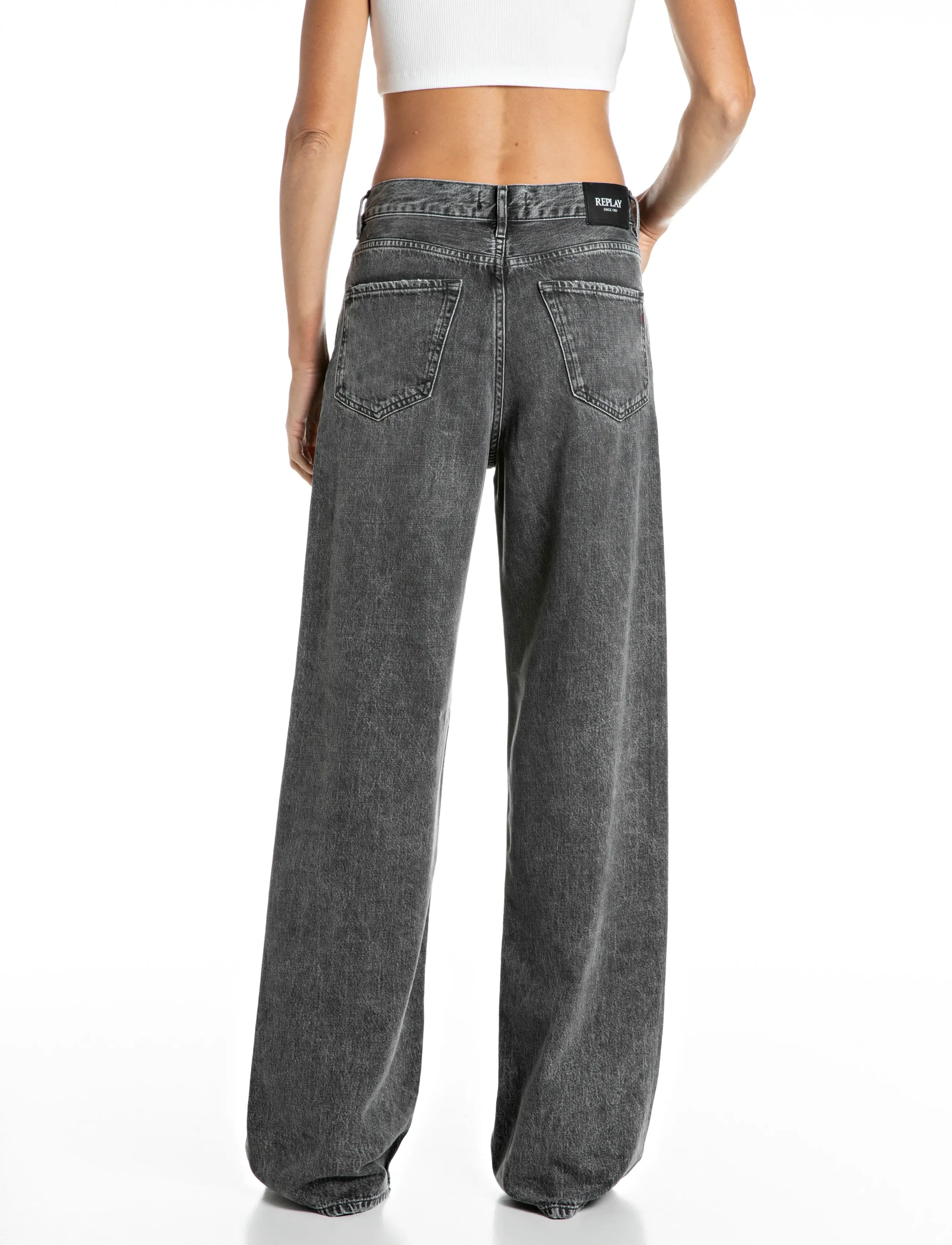 Replay - CARY Trousers WIDE LEG - hosen mit weitem bein - grey - 3