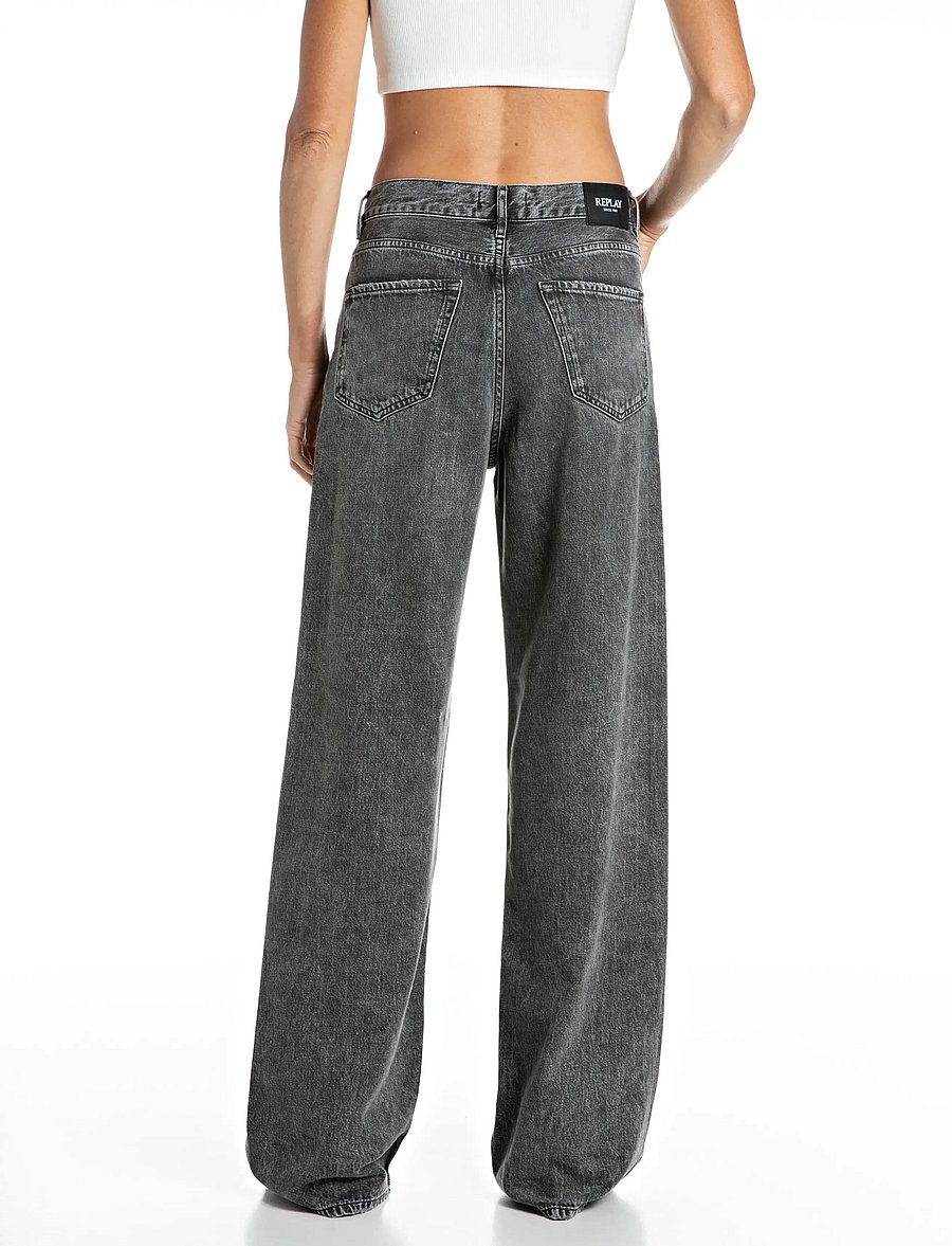 Replay - CARY Trousers WIDE LEG - hosen mit weitem bein - grey - 3