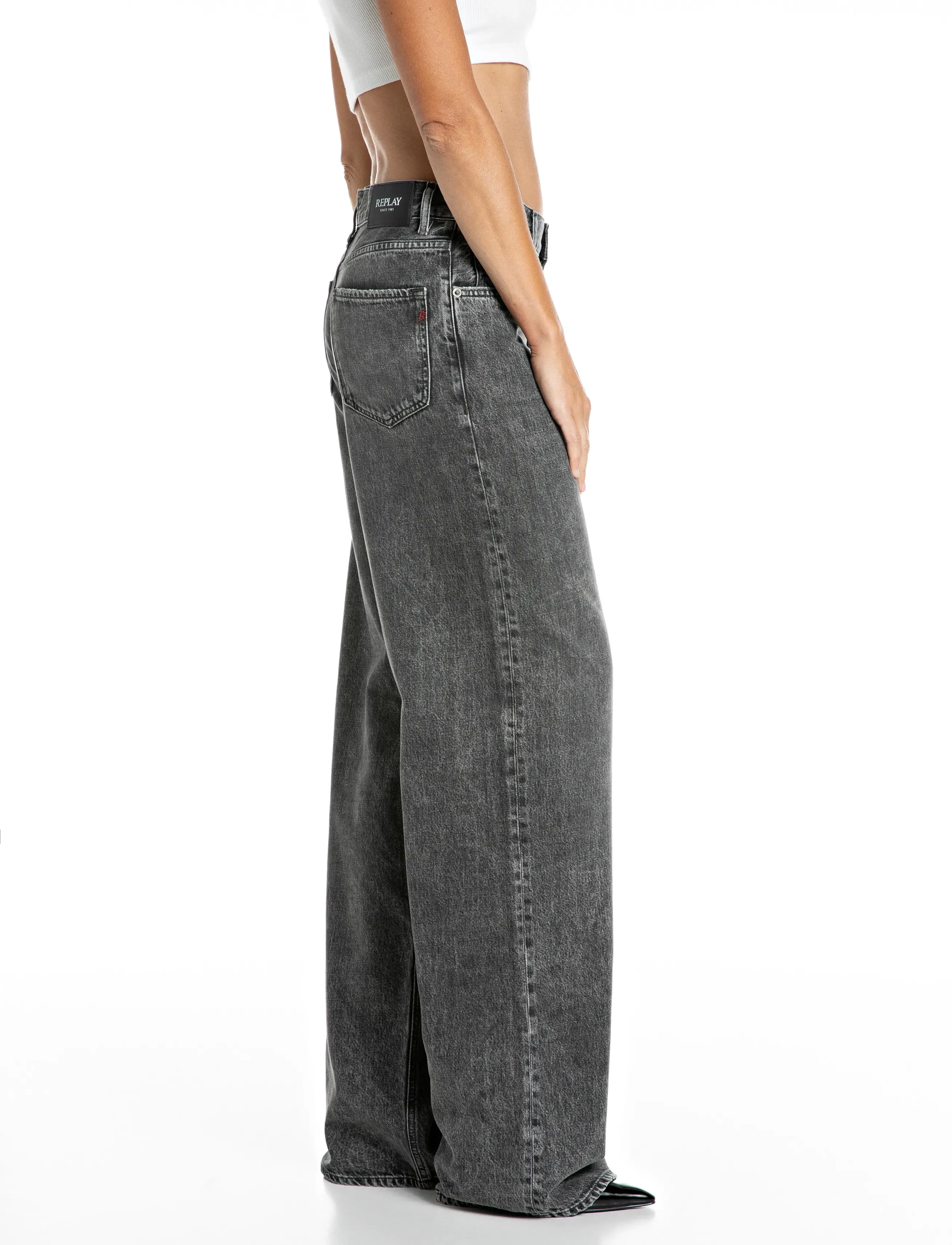 Replay - CARY Trousers WIDE LEG - hosen mit weitem bein - grey - 4