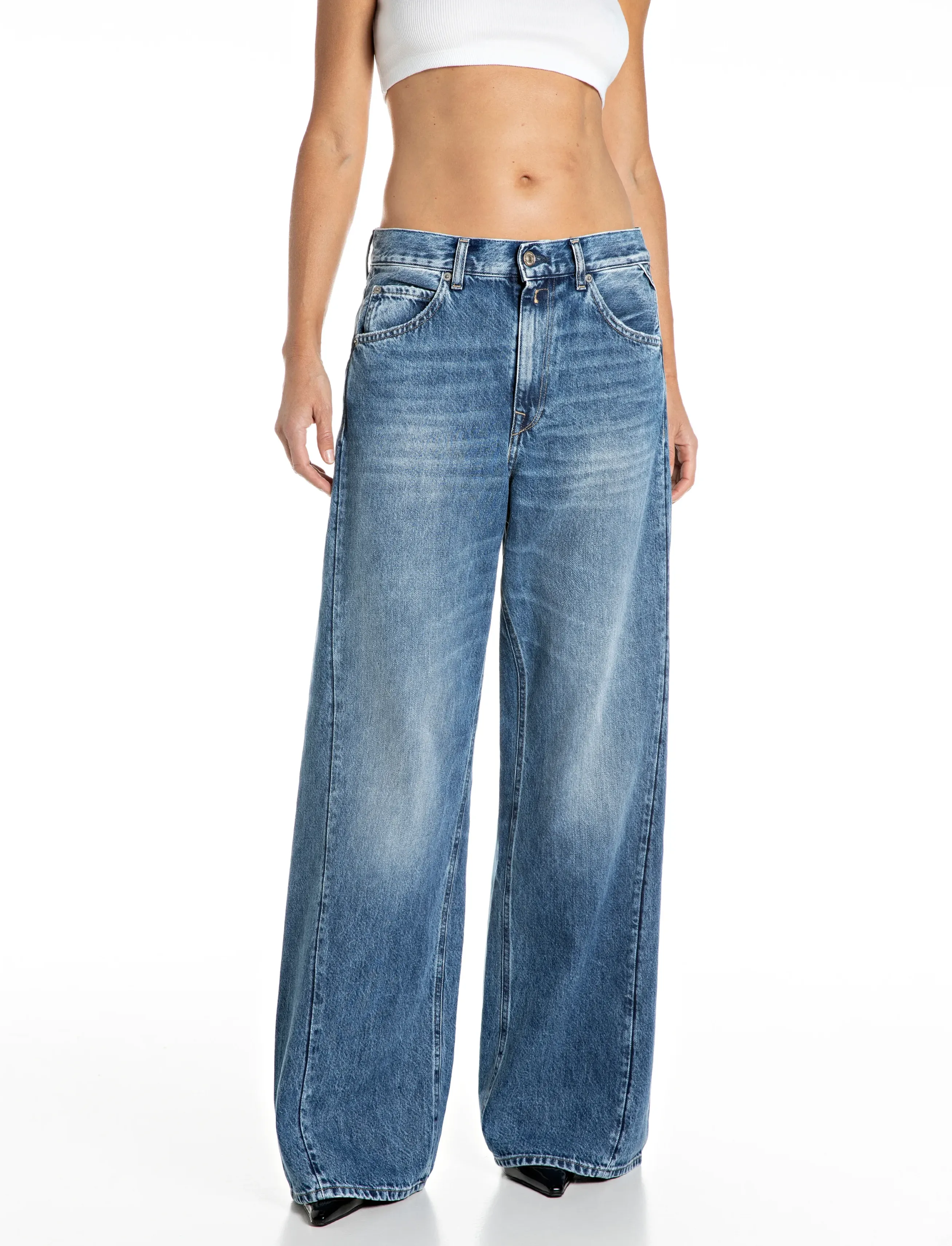 Replay Narja Trousers Baggy ,Sustainable, 29 x 32, Trousers, Blau - Wide Leg, Frauen
