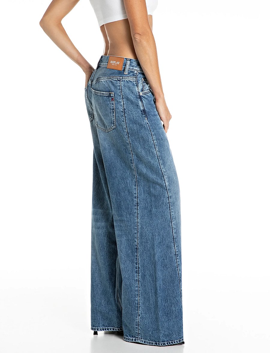 Replay - NARJA Trousers BAGGY ,Sustainable - hosen mit weitem bein - blue - 4