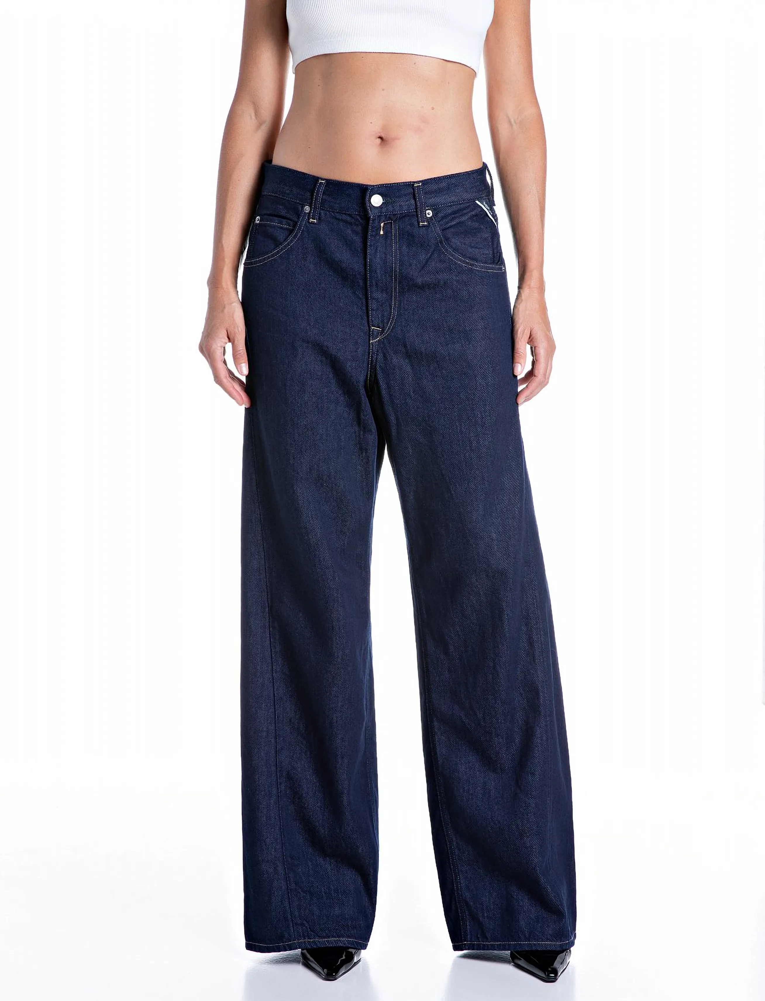 Replay Narja Trousers Baggy ,Sustainable, 27 x 32, Trousers, Blau - Wide Leg, Frauen