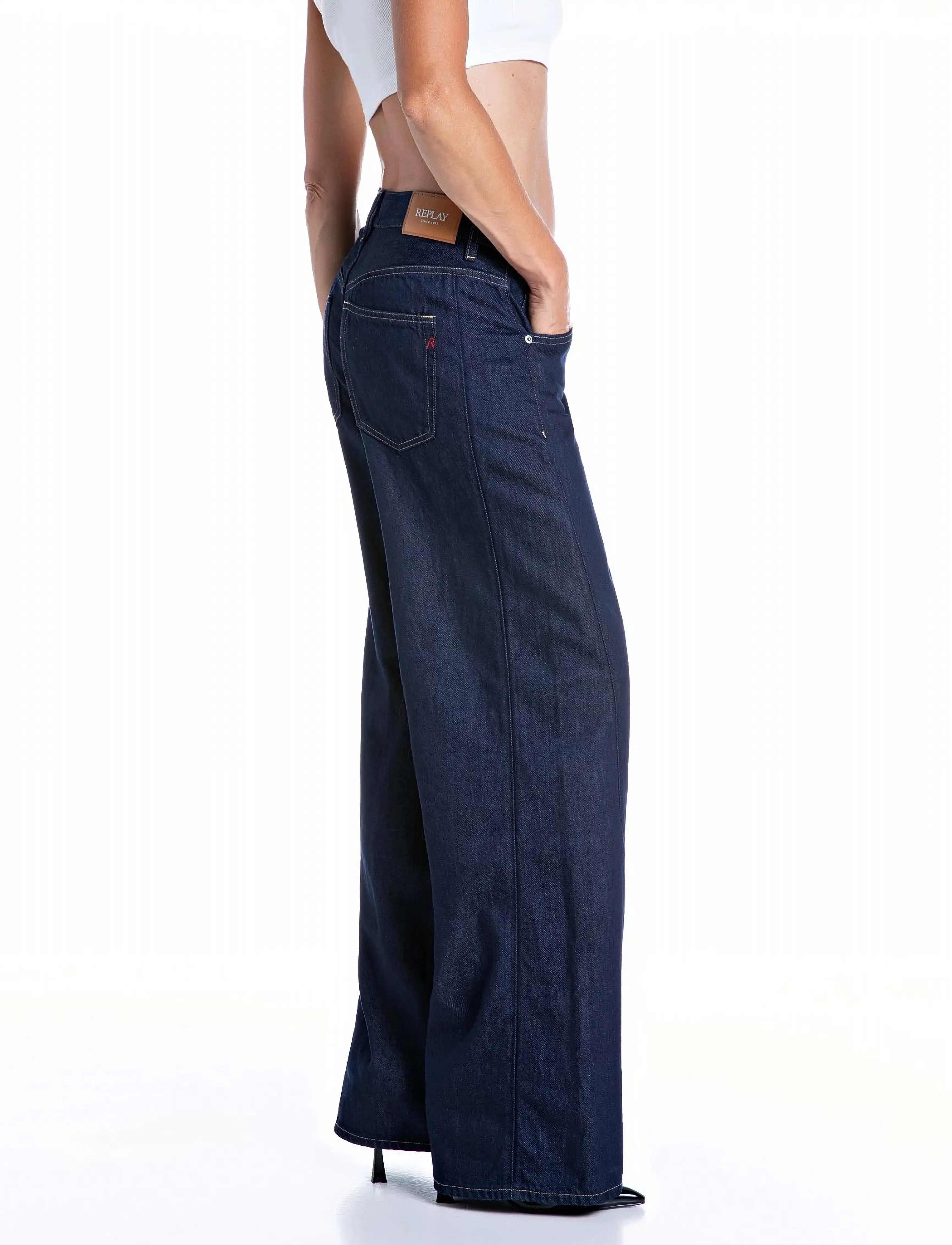 Replay - NARJA Trousers BAGGY ,Sustainable - hosen mit weitem bein - blue - 4