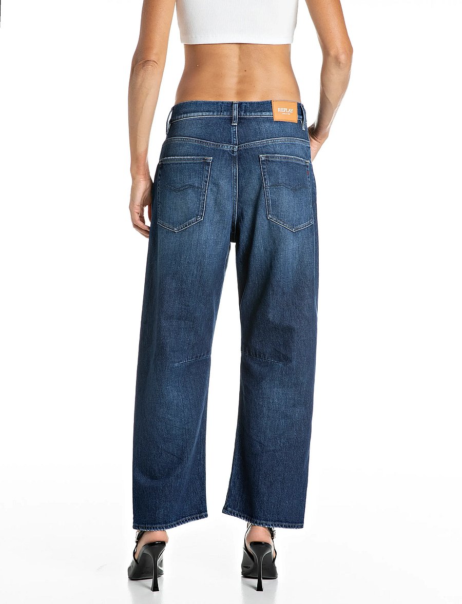 Replay - JANIE Trousers BARREL ,Sustainable - hosen mit geradem bein - blue - 3