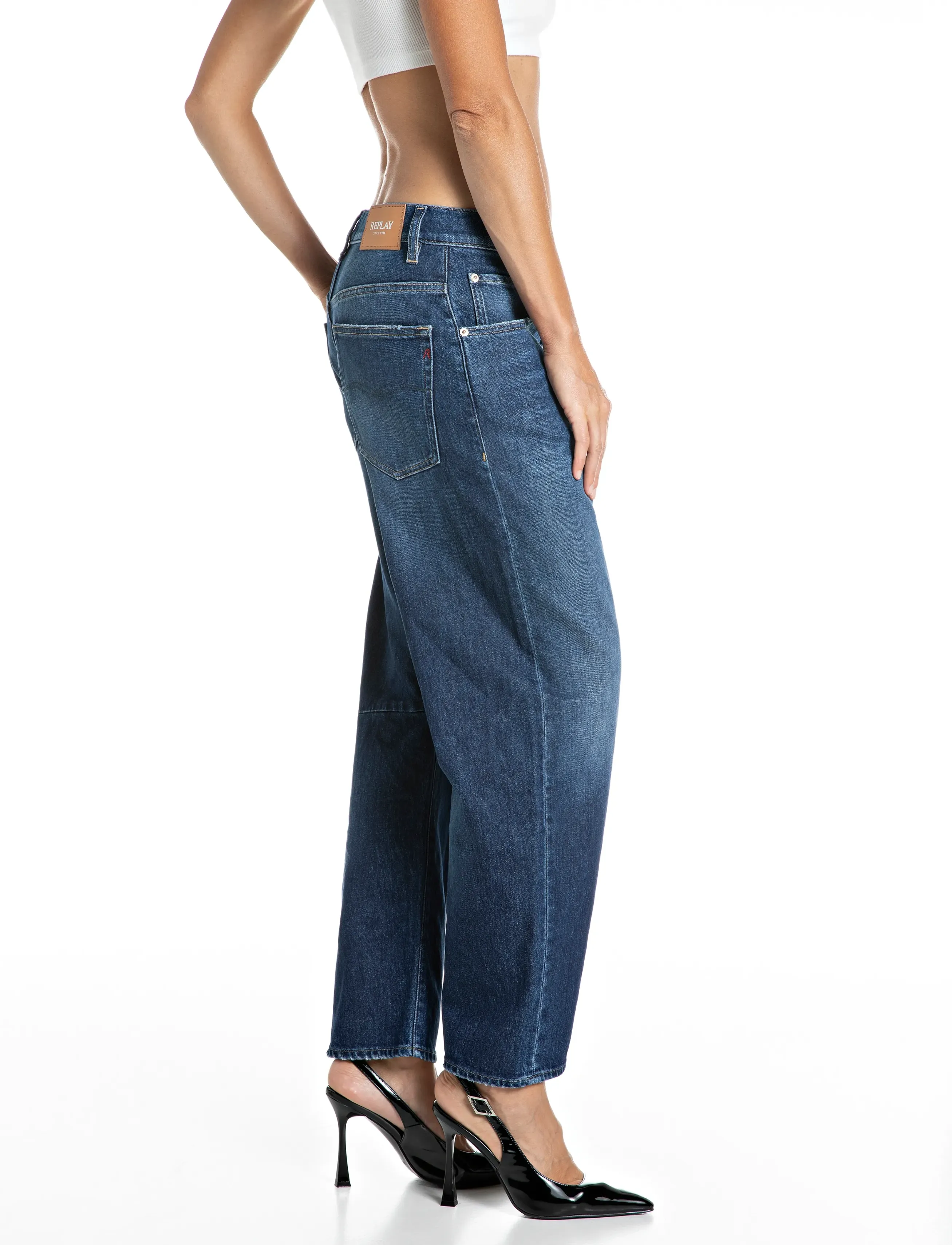 Replay - JANIE Trousers BARREL ,Sustainable - barrel trousers - blue - 4