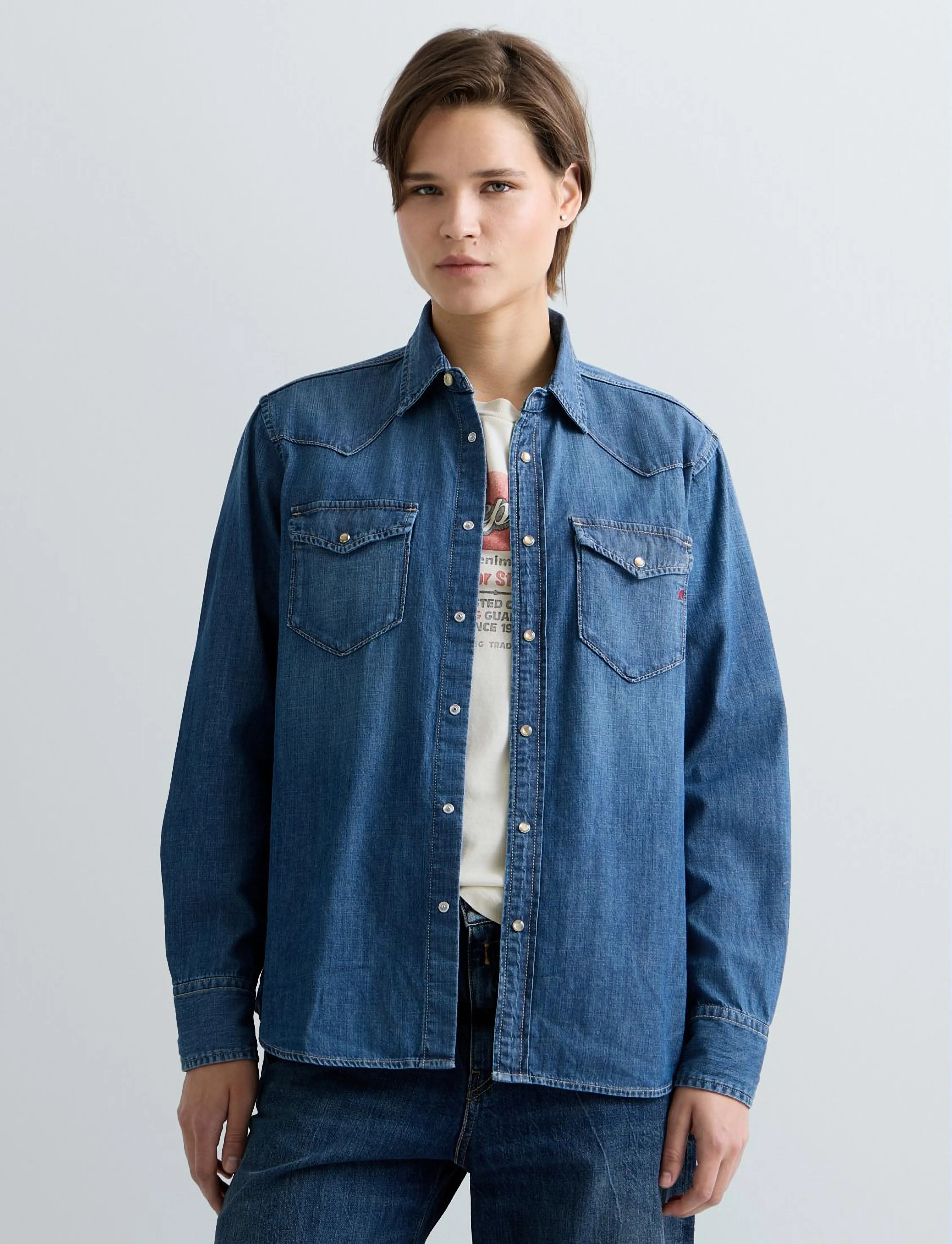 Replay - Shirt OVER ,Sustainable - denimskjorter - blue - 4