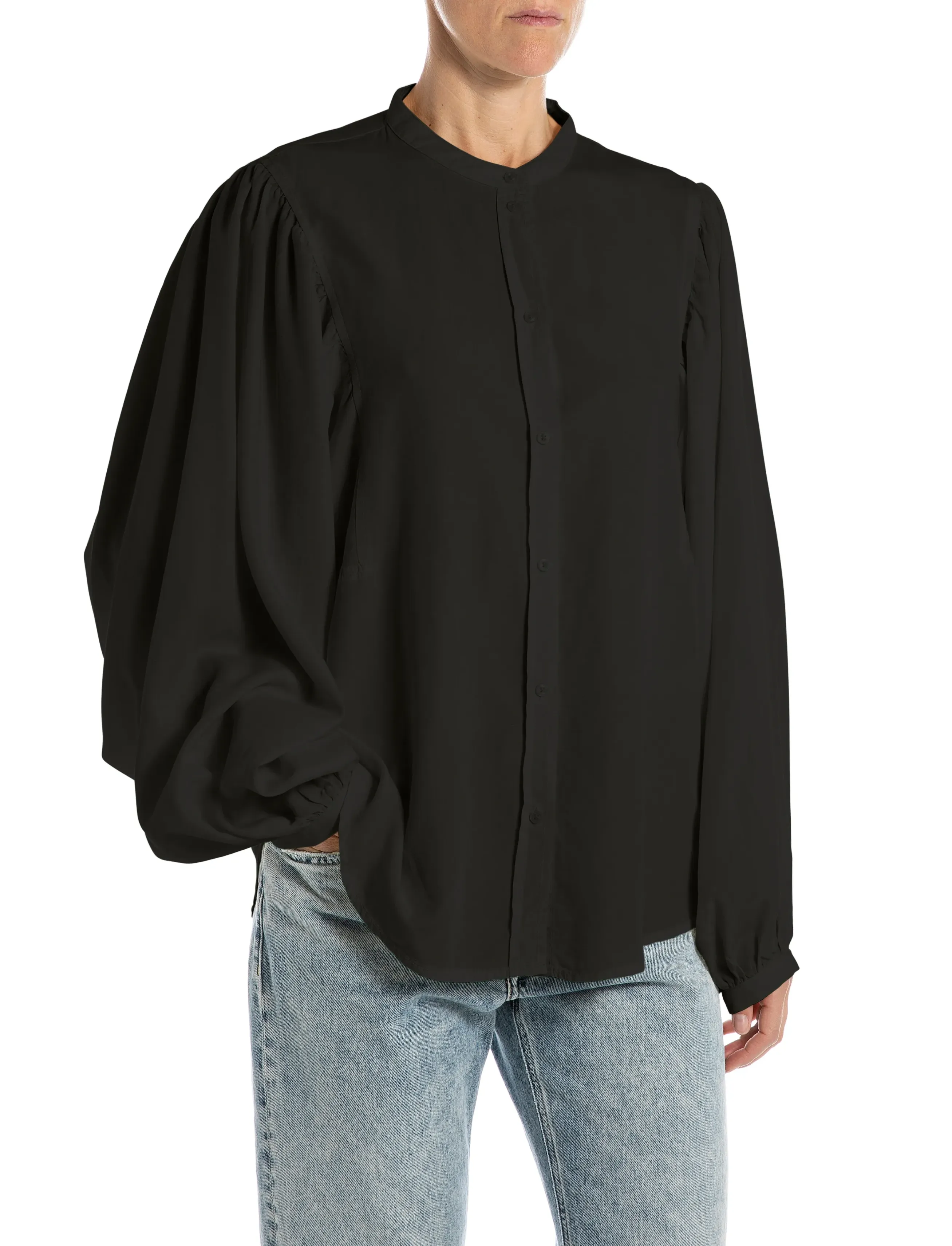 Replay OVER   MIXED COMPONENTS Shirt - Pluusid ja särgid - BLACK / black