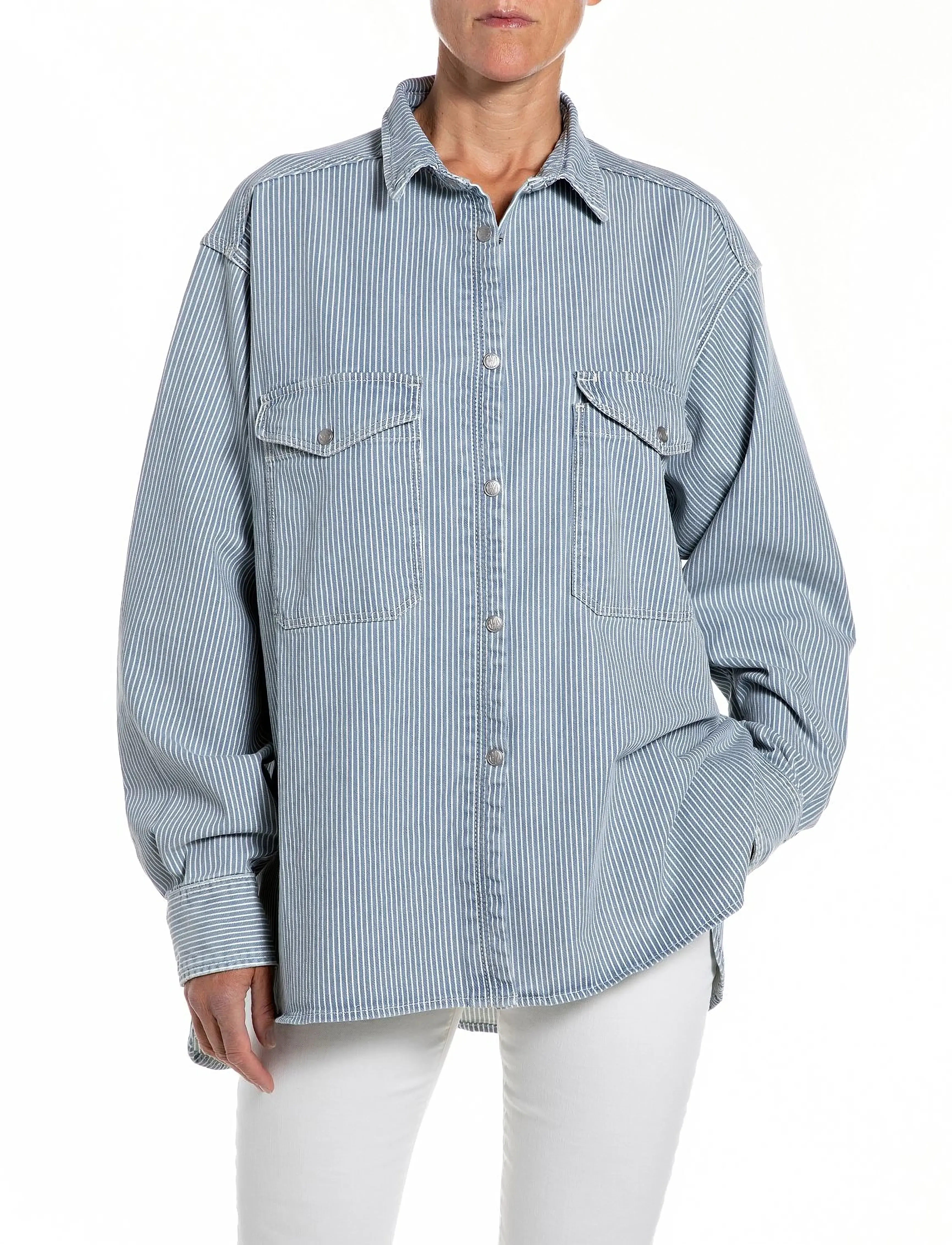 Replay Shirt Over 9Zero1, M, Shirts, Mehrfarbig/gemustert - Denim Frauen