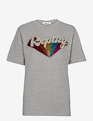 Replay - T-Shirt - marškinėliai - grey melange medium - 0