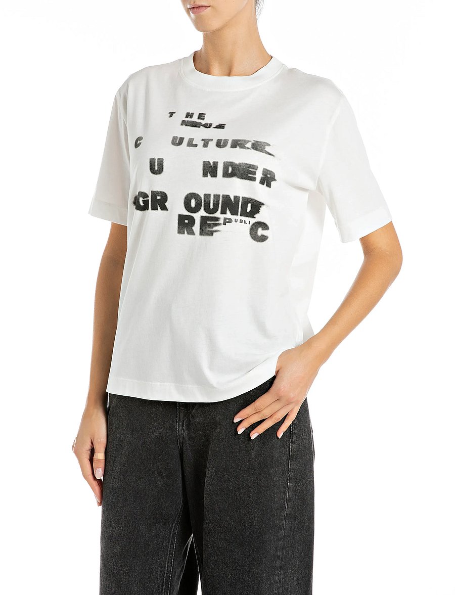 Replay - BOXY JERSEY T-Shirt - t-shirts - white - 0