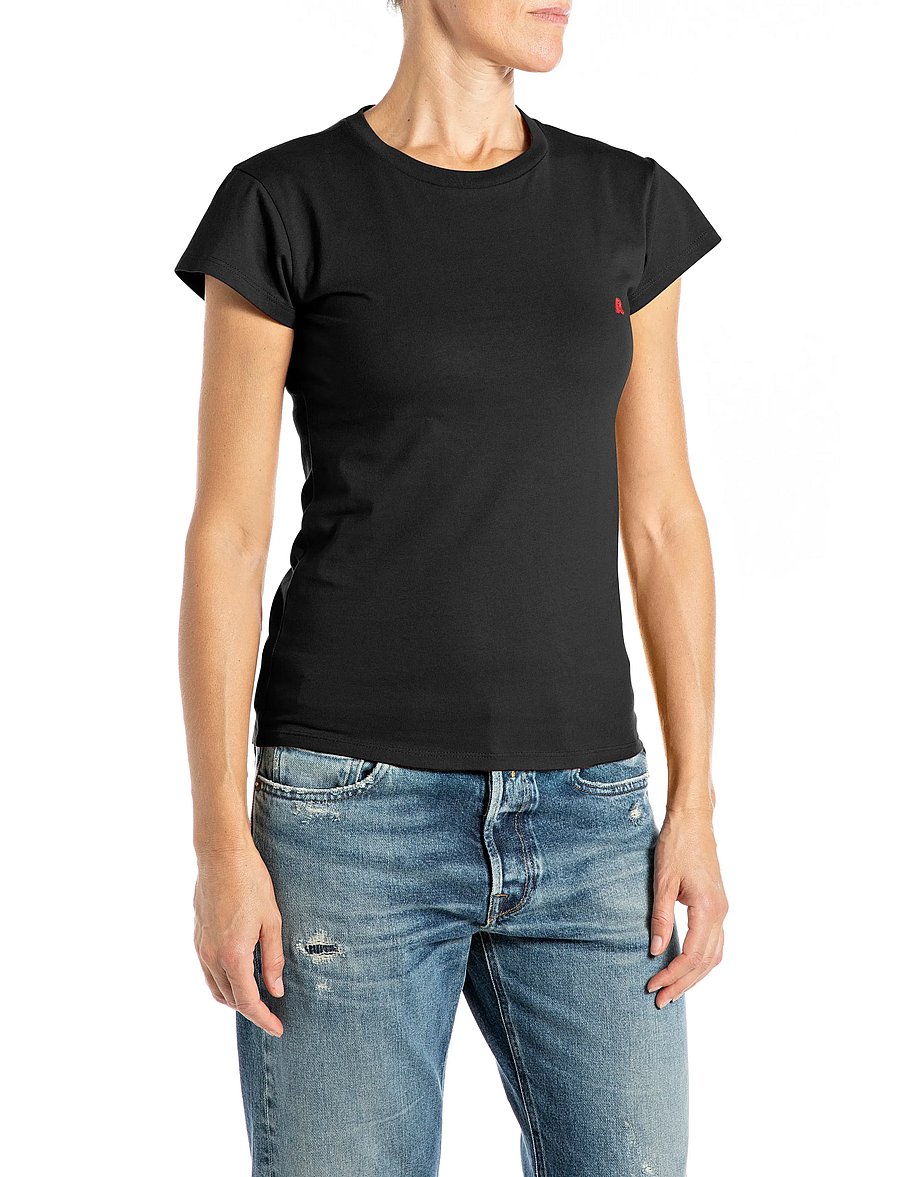 Replay - SKINNY JERSEY T-Shirt - black - 0