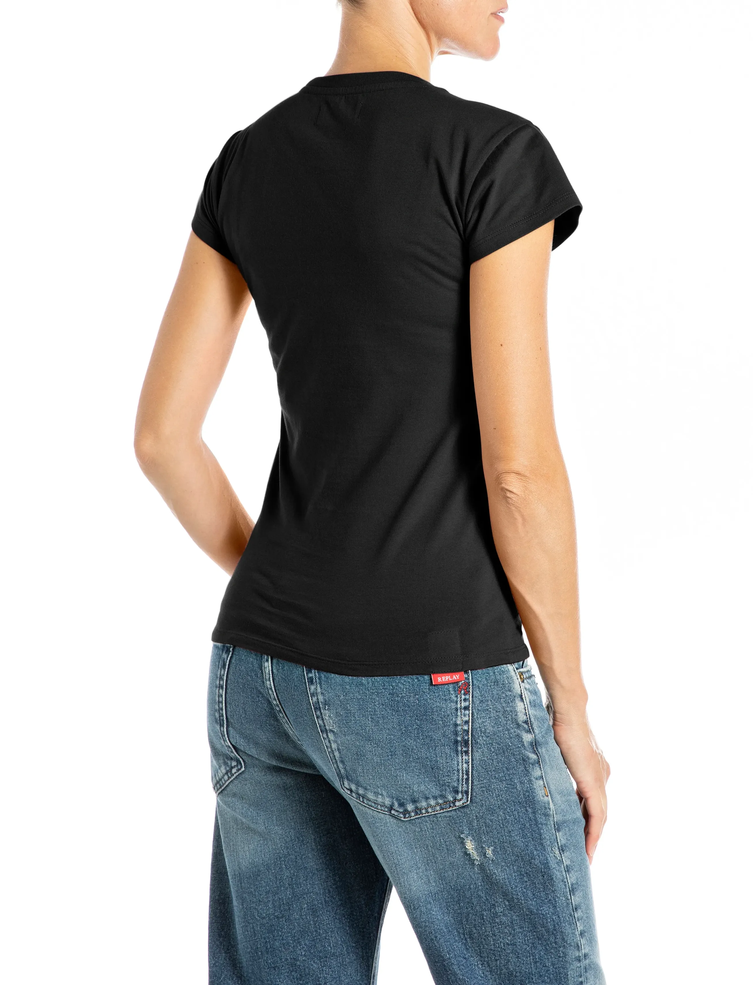 Replay - SKINNY   JERSEY T-Shirt - black - 3