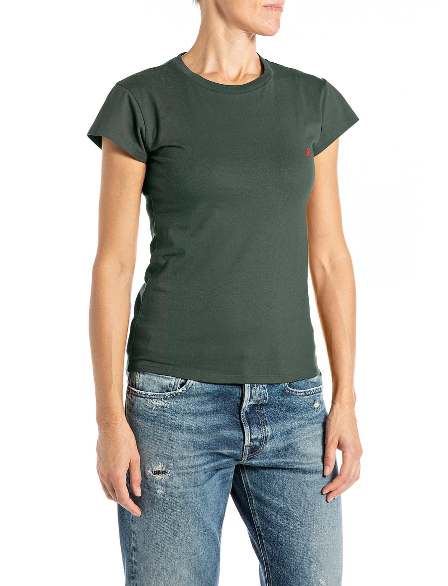 Replay - SKINNY JERSEY T-Shirt - t-shirts - green - 0