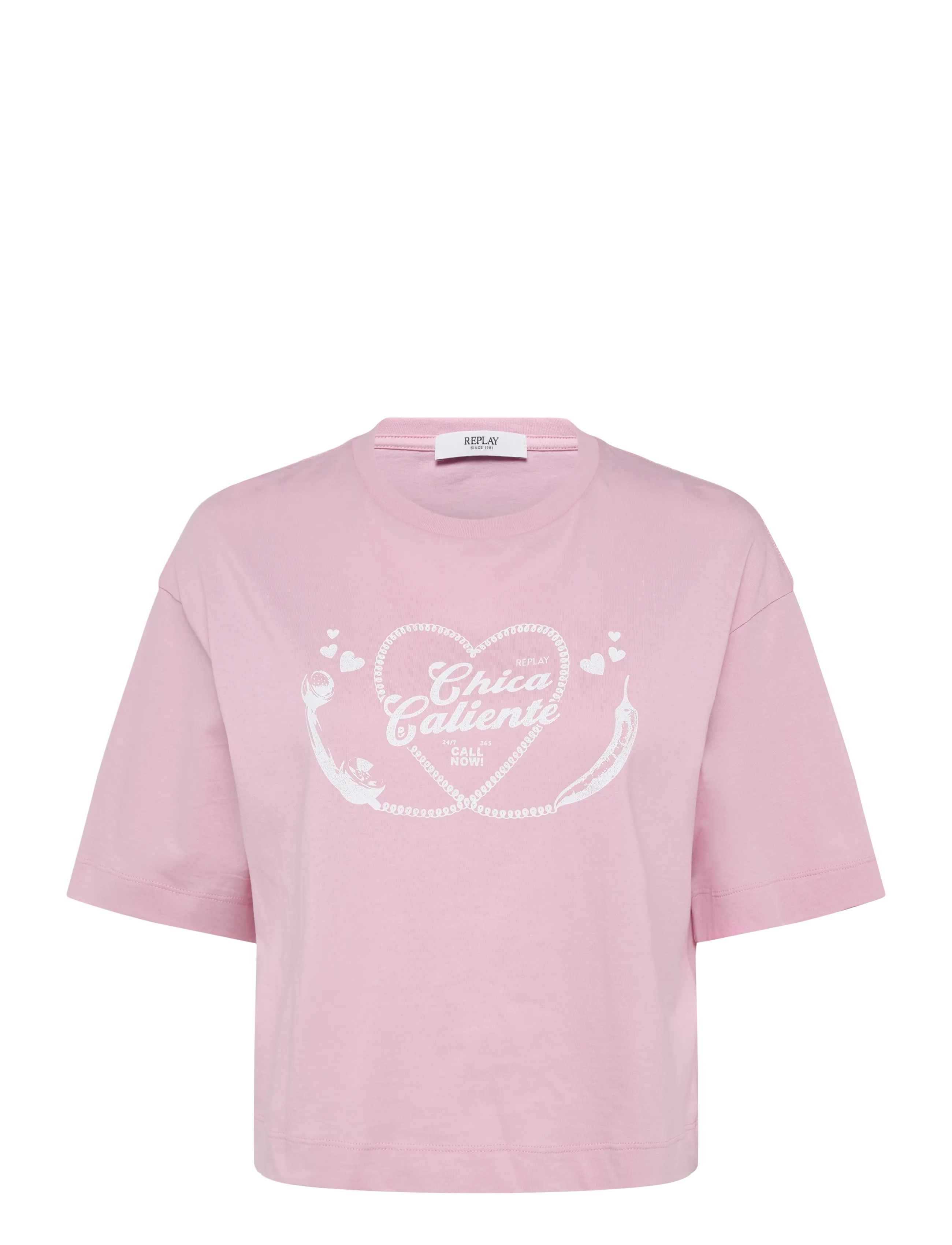 Replay CROPPED O.SIZE   JERSEY T-ShirtFLAMINGO PINK - T-Shirts & Tops - PINK / pink/rose