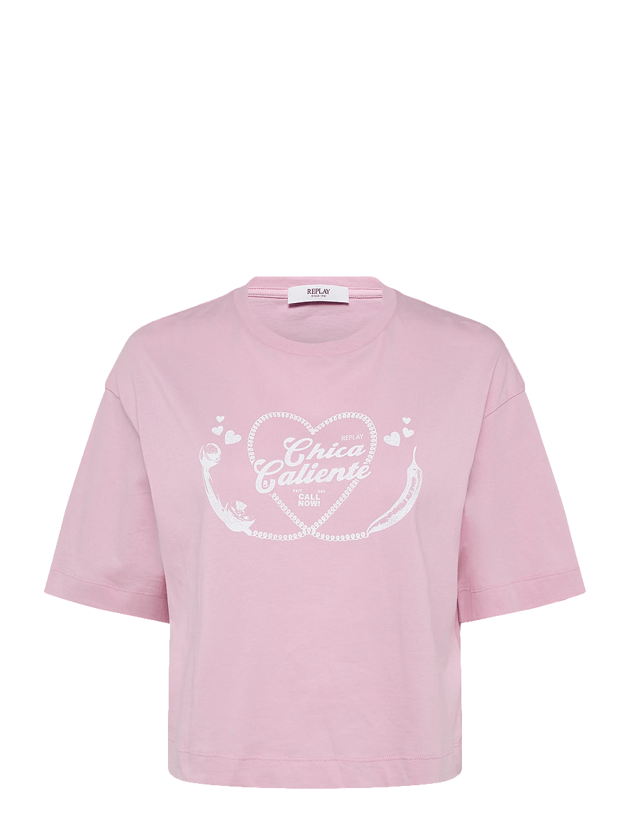 Replay - CROPPED O.SIZE JERSEY T-Shirt - pink - 0