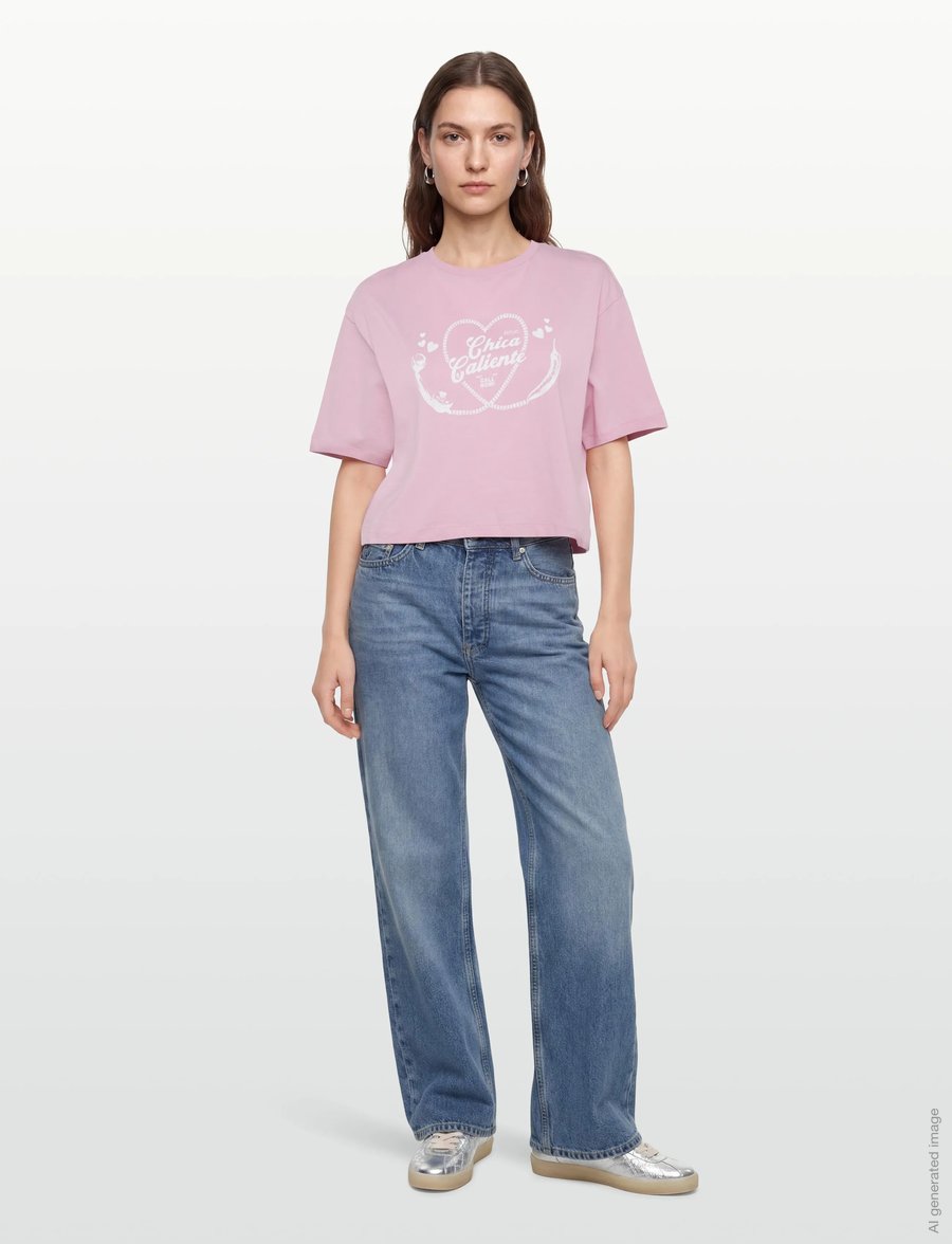 Replay - CROPPED O.SIZE JERSEY T-Shirt - crop tops - pink - 0