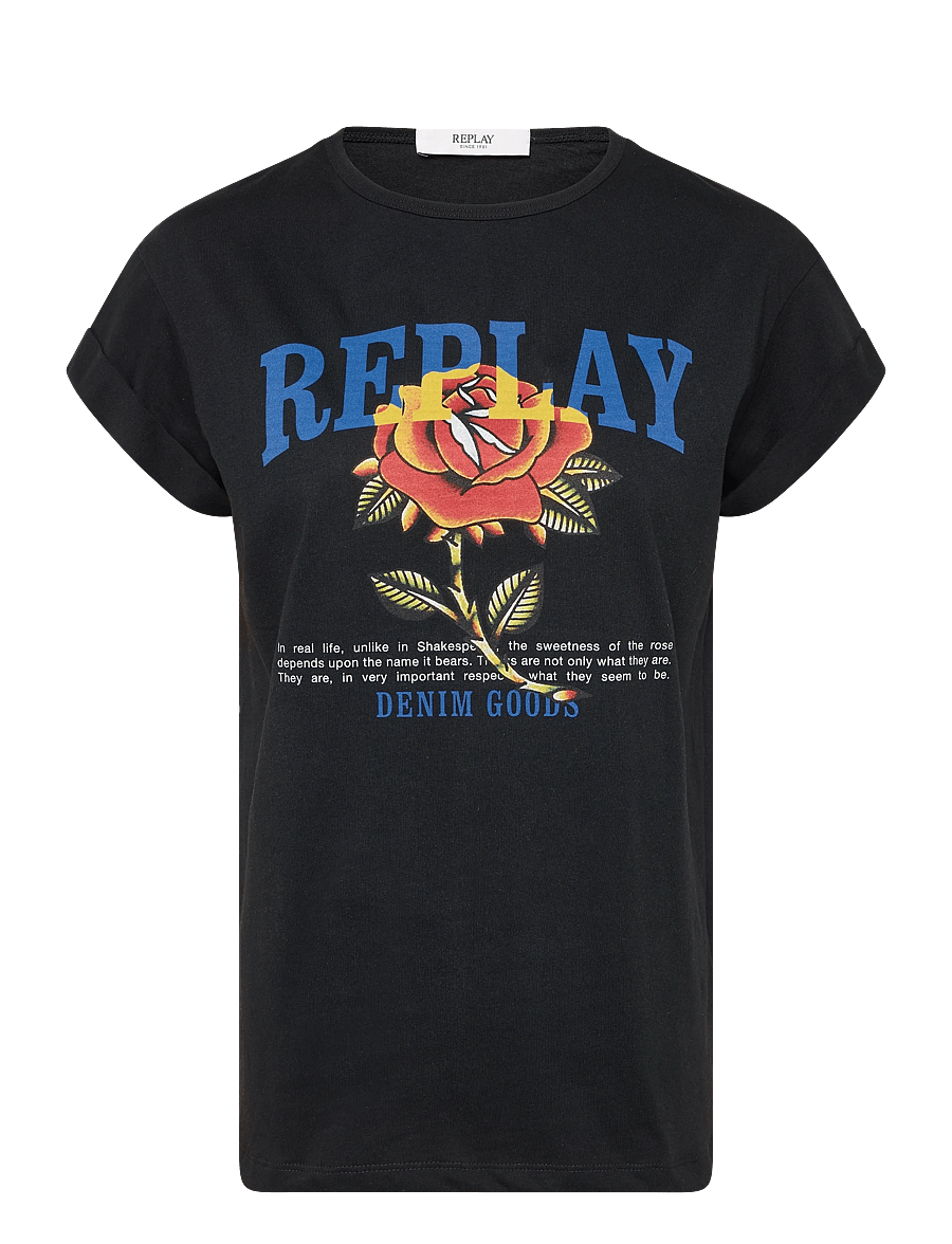 Replay - REGULAR JERSEY T-Shirt WINTER WHITE - black - 1