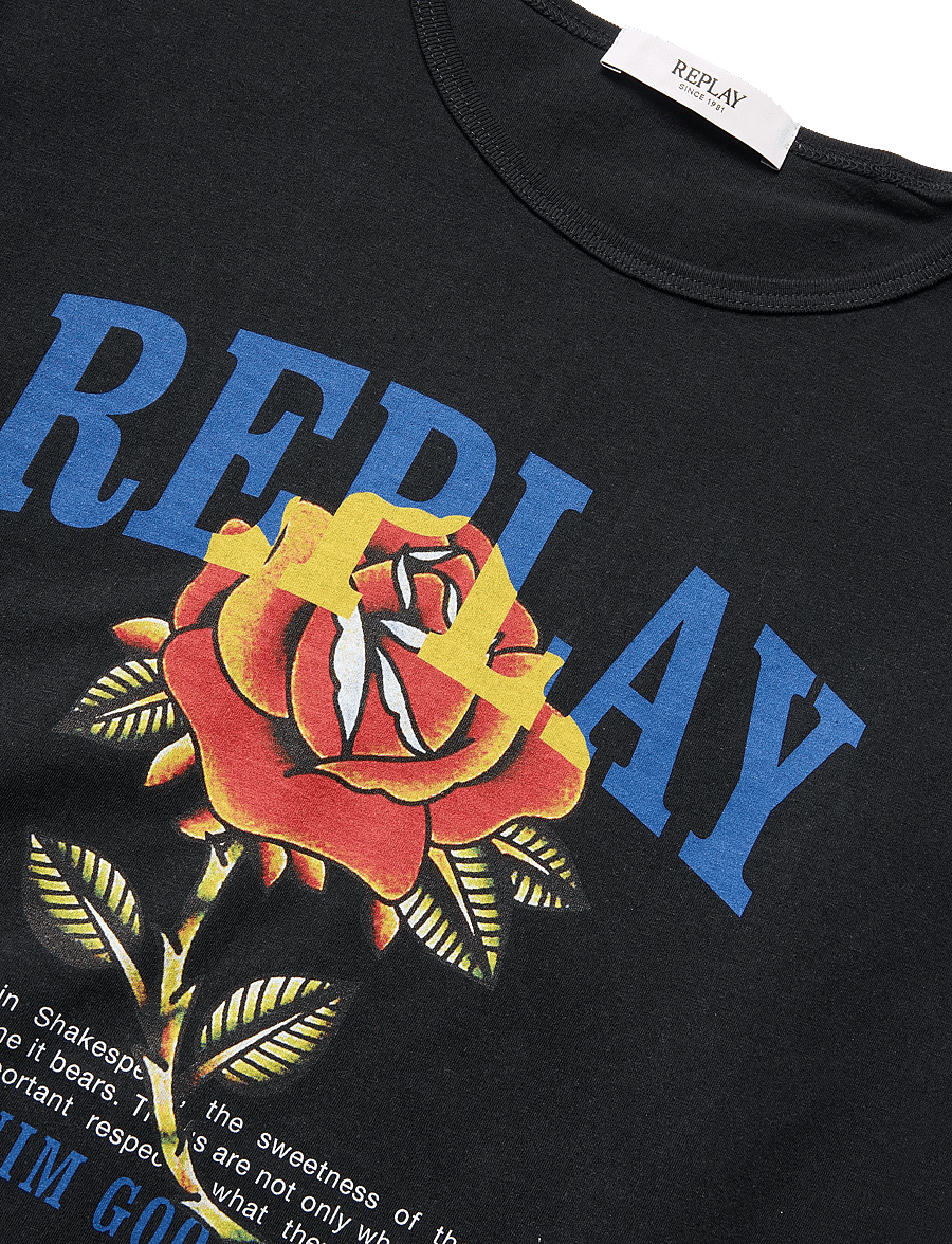 Replay - REGULAR JERSEY T-Shirt WINTER WHITE - black - 4