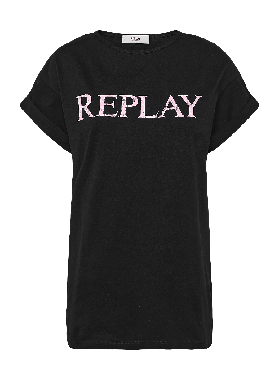 Replay - REGULAR JERSEY T-Shirt BLACK - black - 1