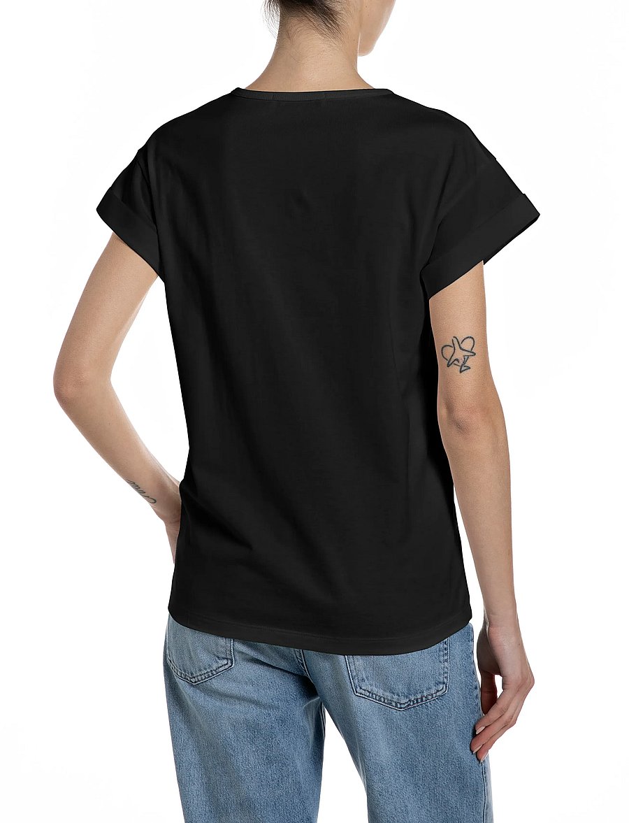 Replay - REGULAR JERSEY T-Shirt BLACK - black - 3