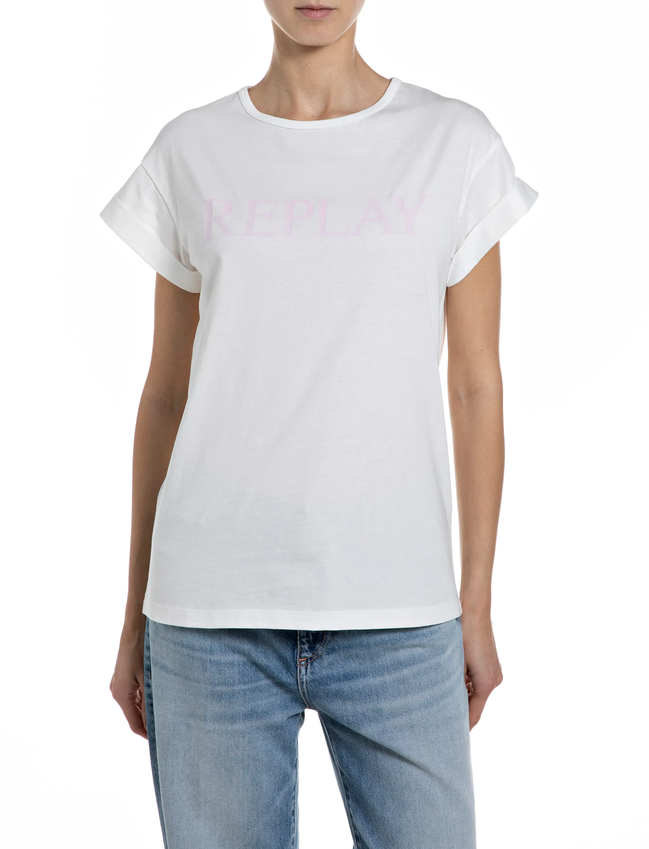 Replay REGULAR   JERSEY T-ShirtNATURAL WHITE - T-shirts & Toppe - WHITE / white