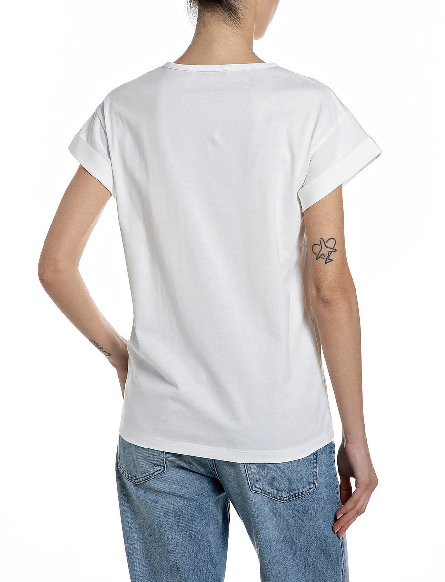 Replay - REGULAR JERSEY T-ShirtNATURAL WHITE - t-shirts - white - 3