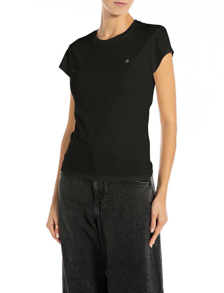 Replay - SKINNY JERSEY T-Shirt - t-shirts - black - 0