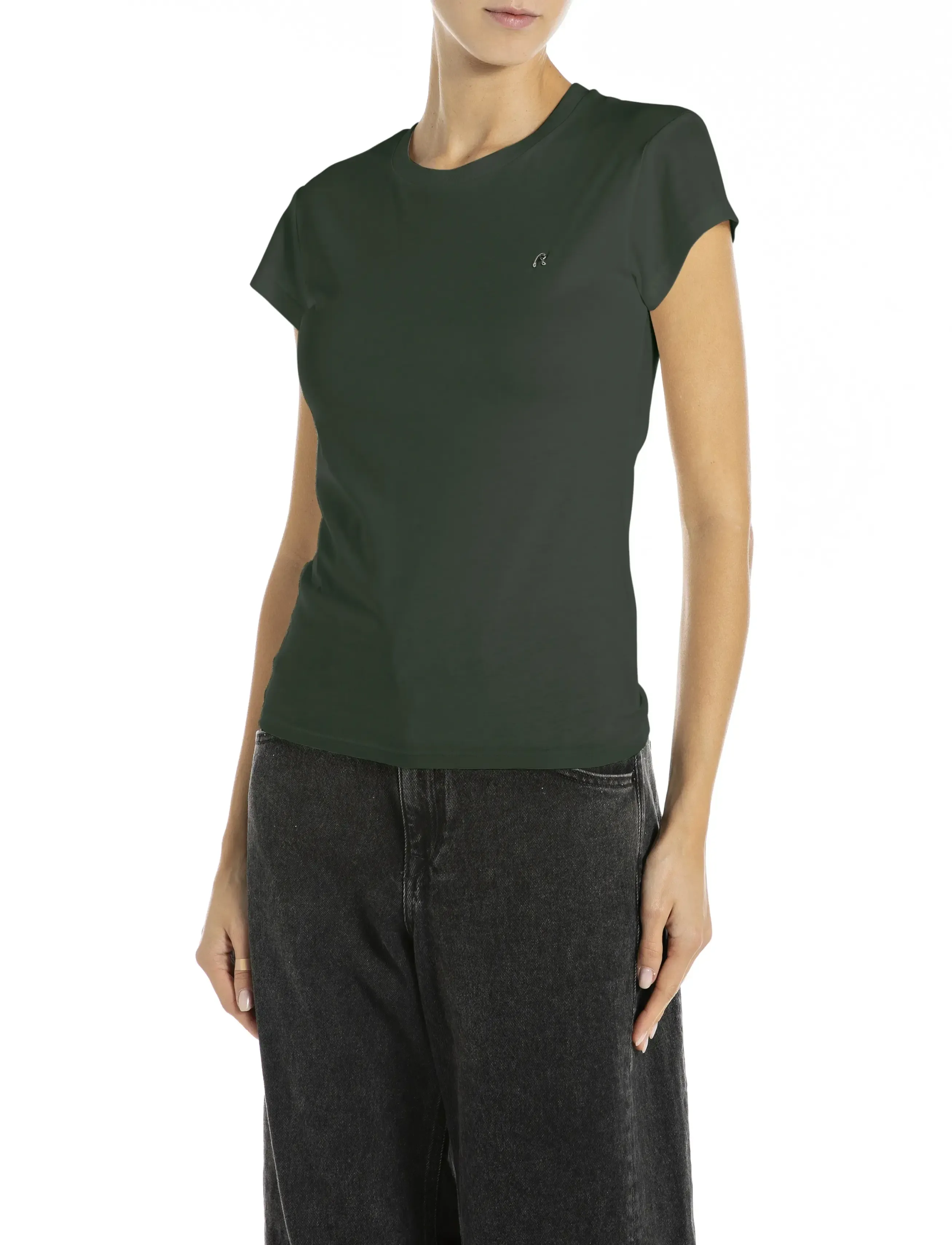 Replay Skinny Jersey T-Shirt, Smal Jersey T-shirt, Grøn, Str: XS