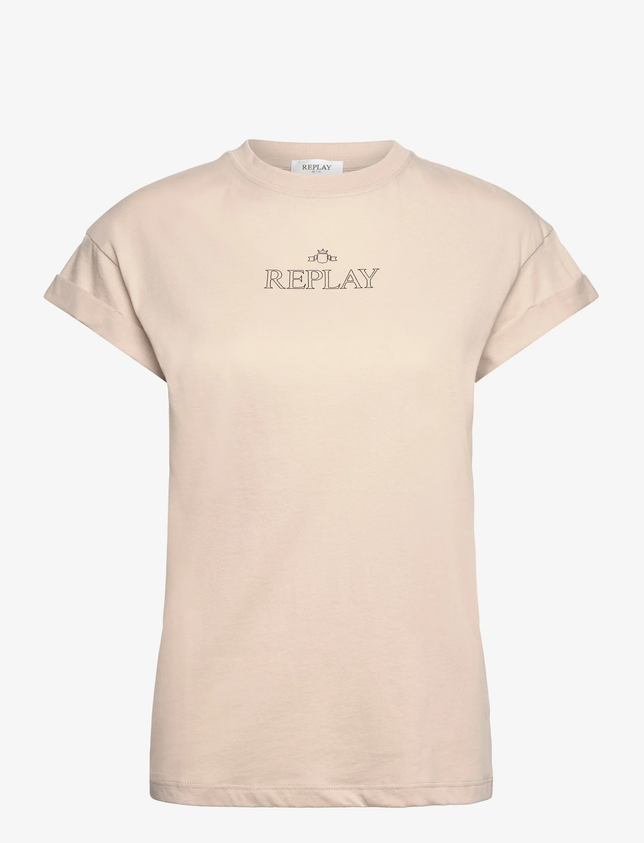 Replay - T-Shirt REGULAR PURE LOGO - zemākās cenas - beige - 0