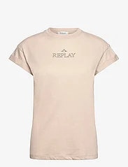 Replay - T-Shirt REGULAR PURE LOGO - t-shirty - beige - 0
