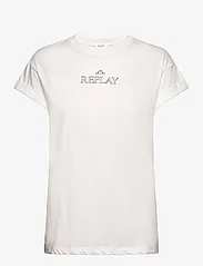 Replay - T-Shirt REGULAR PURE LOGO - zemākās cenas - white - 0