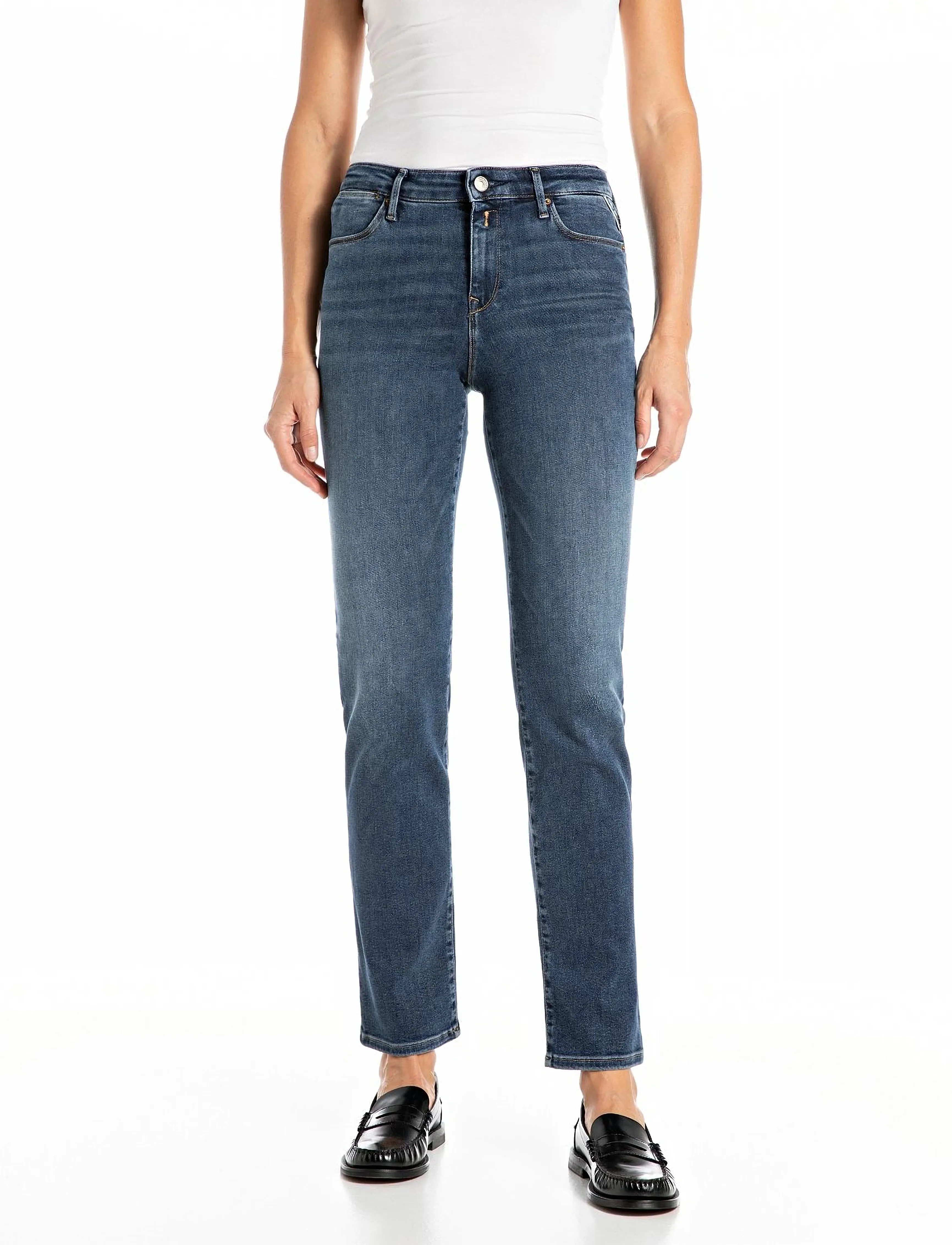 Replay ZOLIE Trousers STRAIGHT LEG HIGH WAIST - Raka jeans - DARK BLUE / blue