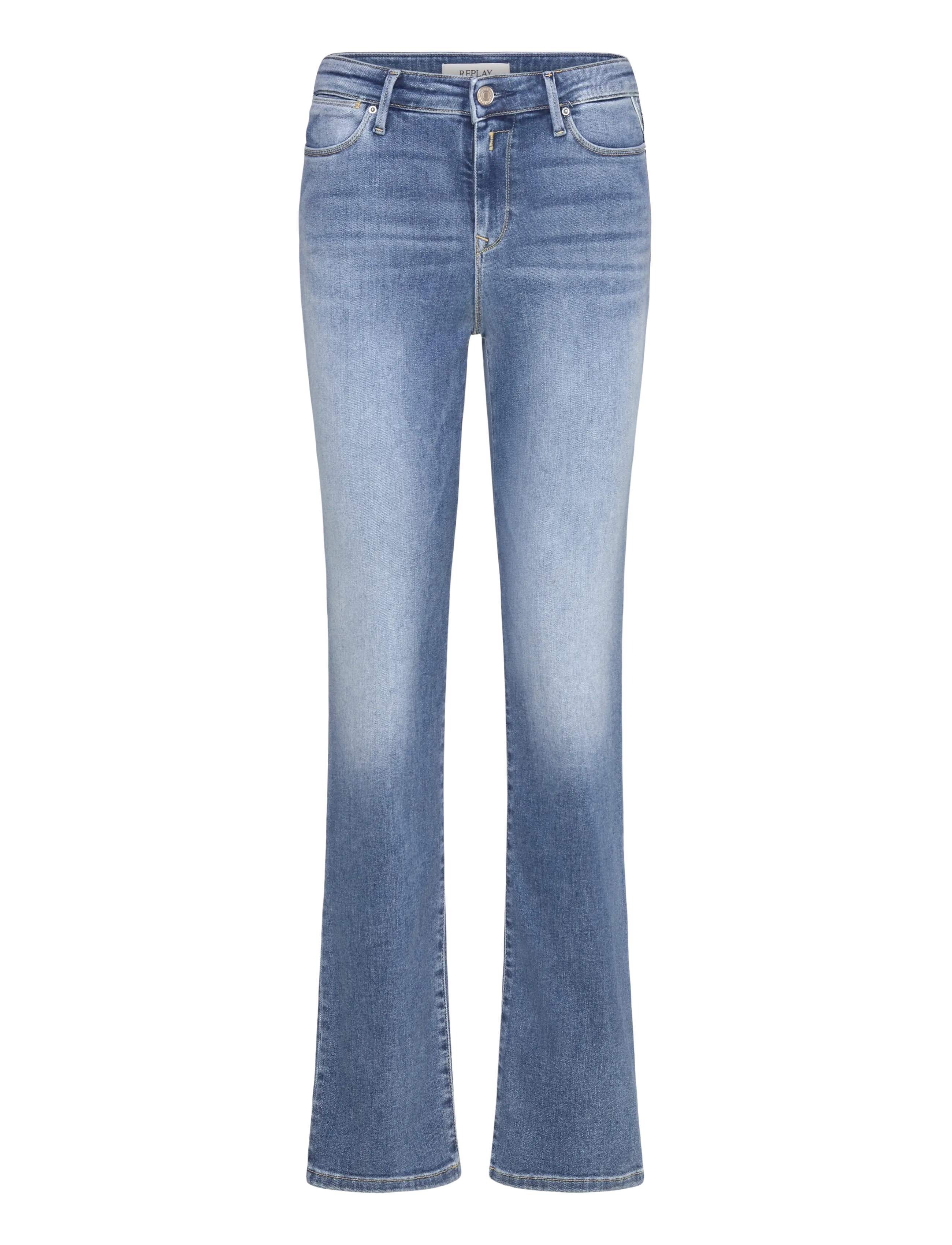 Replay ZOLIE Trousers STRAIGHT LEG HIGH WAIST - Riided - MEDIUM BLUE / blue