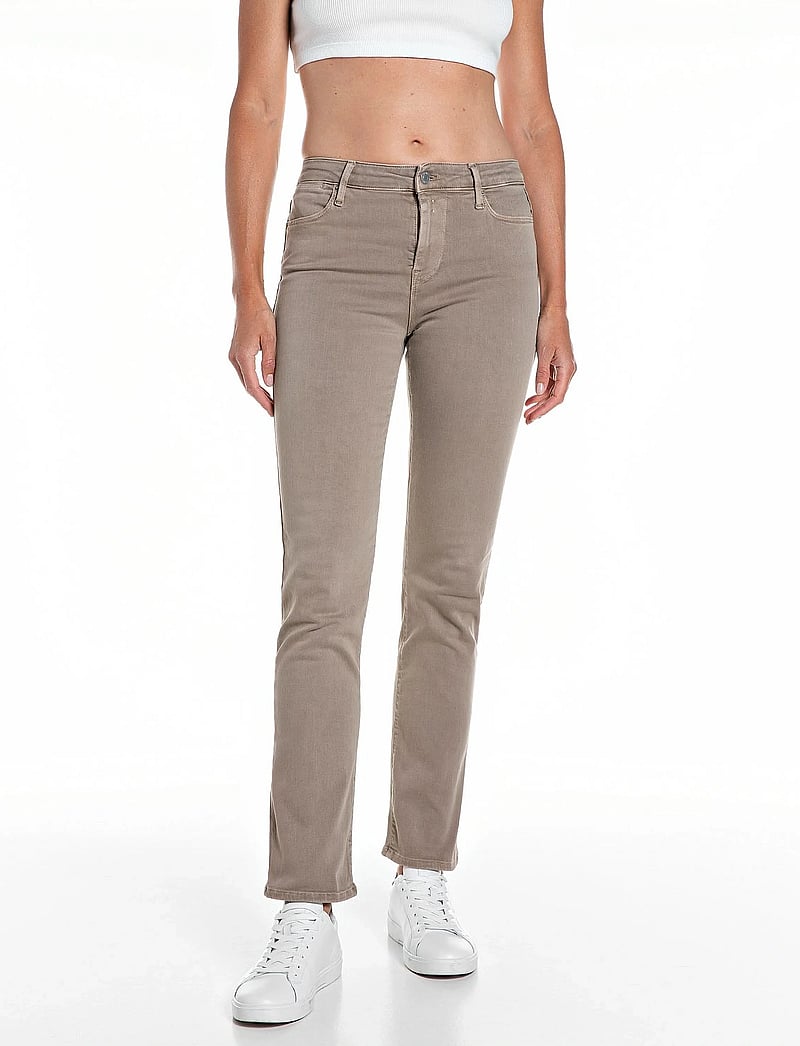 Replay - ZOLIE Trousers STRAIGHT LEG HIGH WAIST Hyperflex Colour XLite - straight jeans - beige - 0