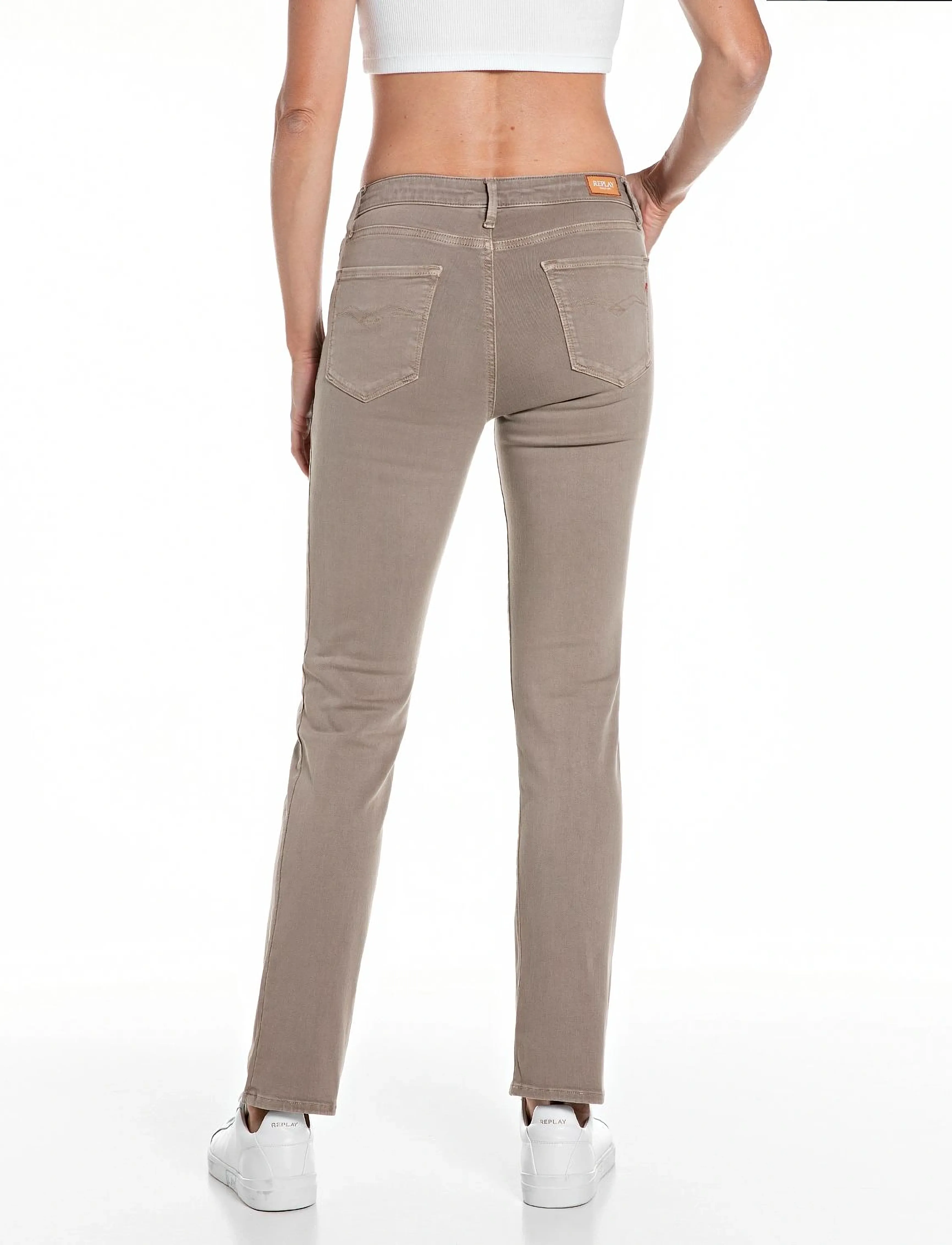 Replay - ZOLIE Trousers STRAIGHT LEG HIGH WAIST Hyperflex Colour XLite - gerade jeans - beige - 3