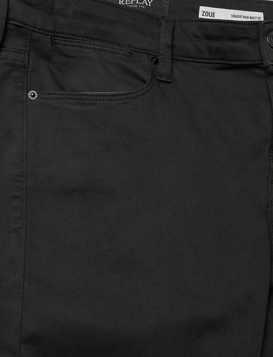 Replay - ZOLIE Trousers STRAIGHT LEG HIGH WAIST Hyperflex Colour XLite - raka jeans - black - 5