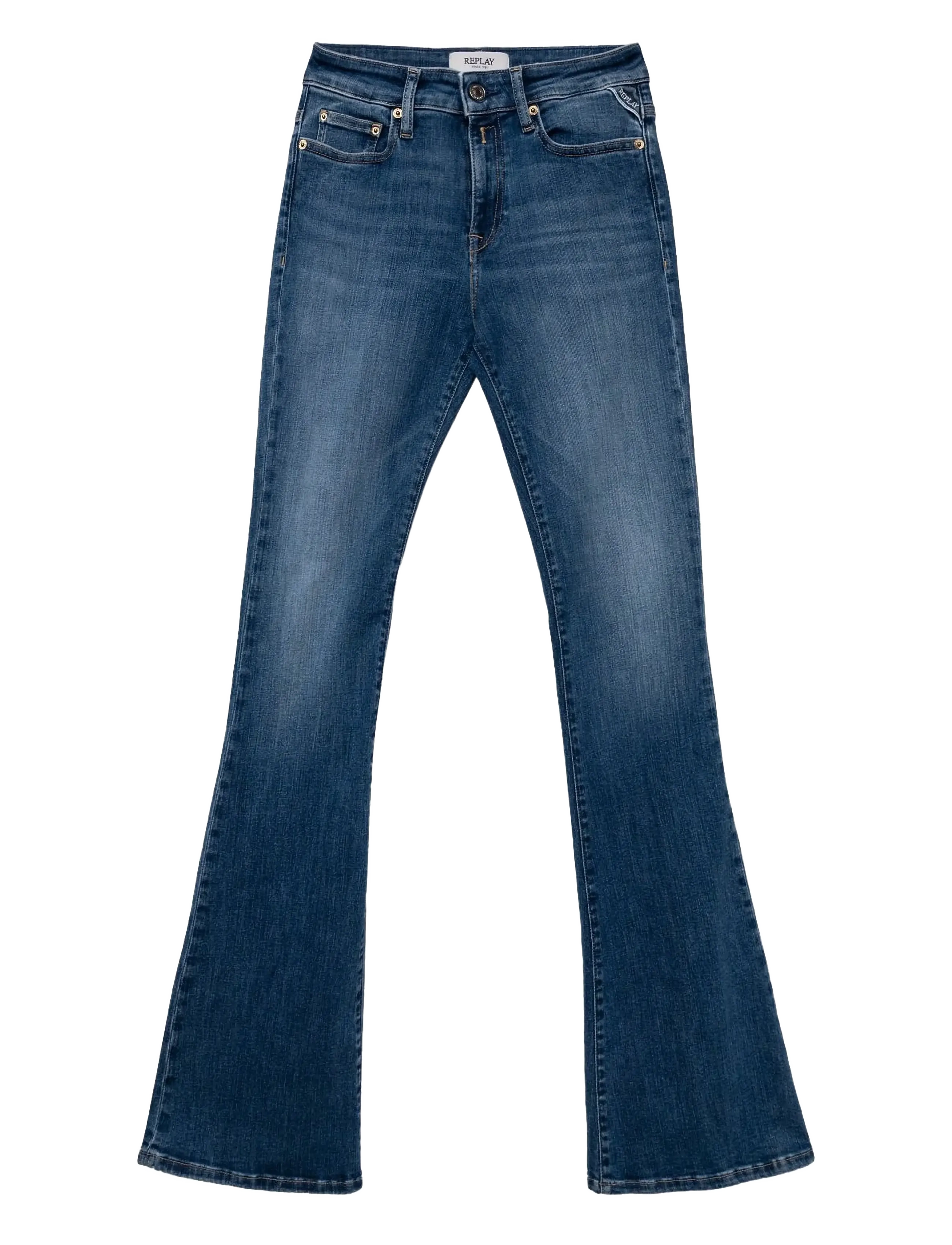 Replay - JOELLA Trousers FLARE REGULAR WAIST - schlaghosen - medium blue - 1
