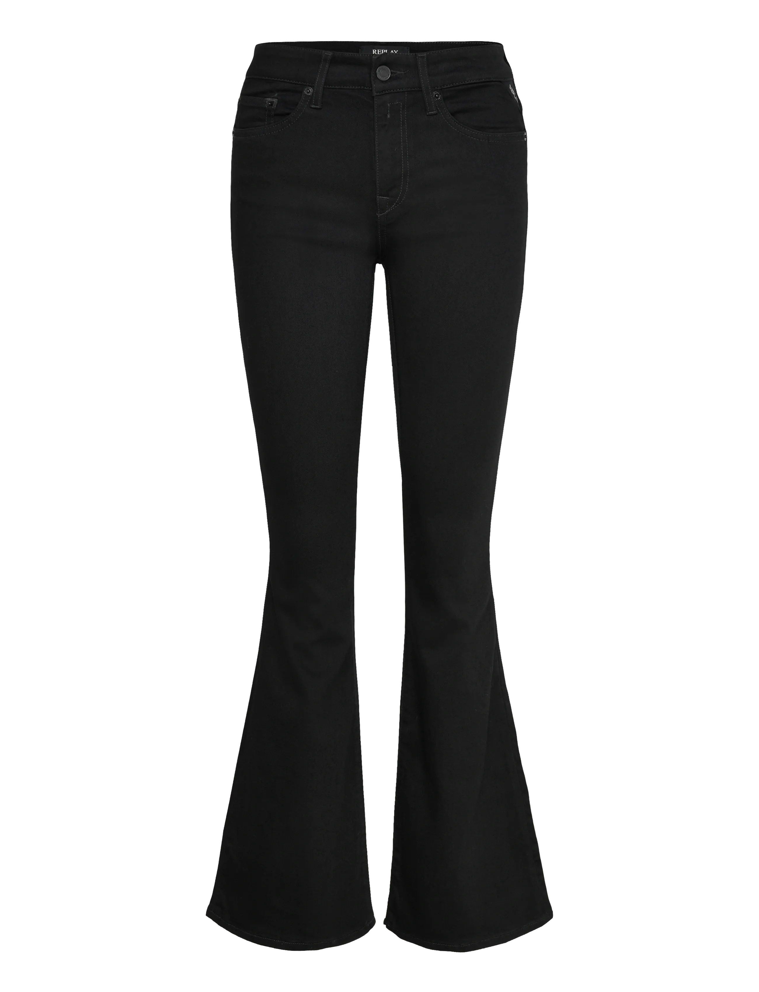 Replay JOELLA FLARE REGULAR WAIST   DENIM Trousers - Riided - BLACK / black