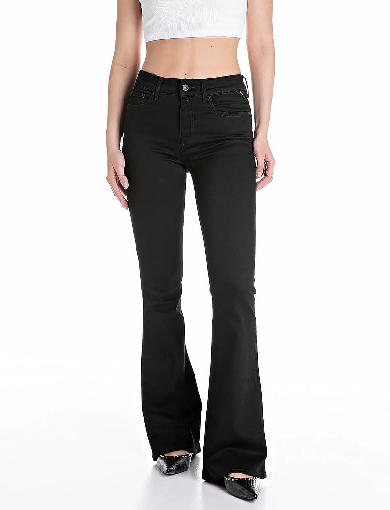 Replay - JOELLA Trousers FLARE REGULAR WAIST - alt eriti laia säärega teksad - black - 0