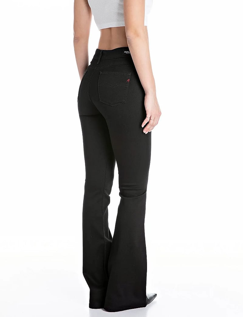 Replay - JOELLA Trousers FLARE REGULAR WAIST - alt eriti laia säärega teksad - black - 3