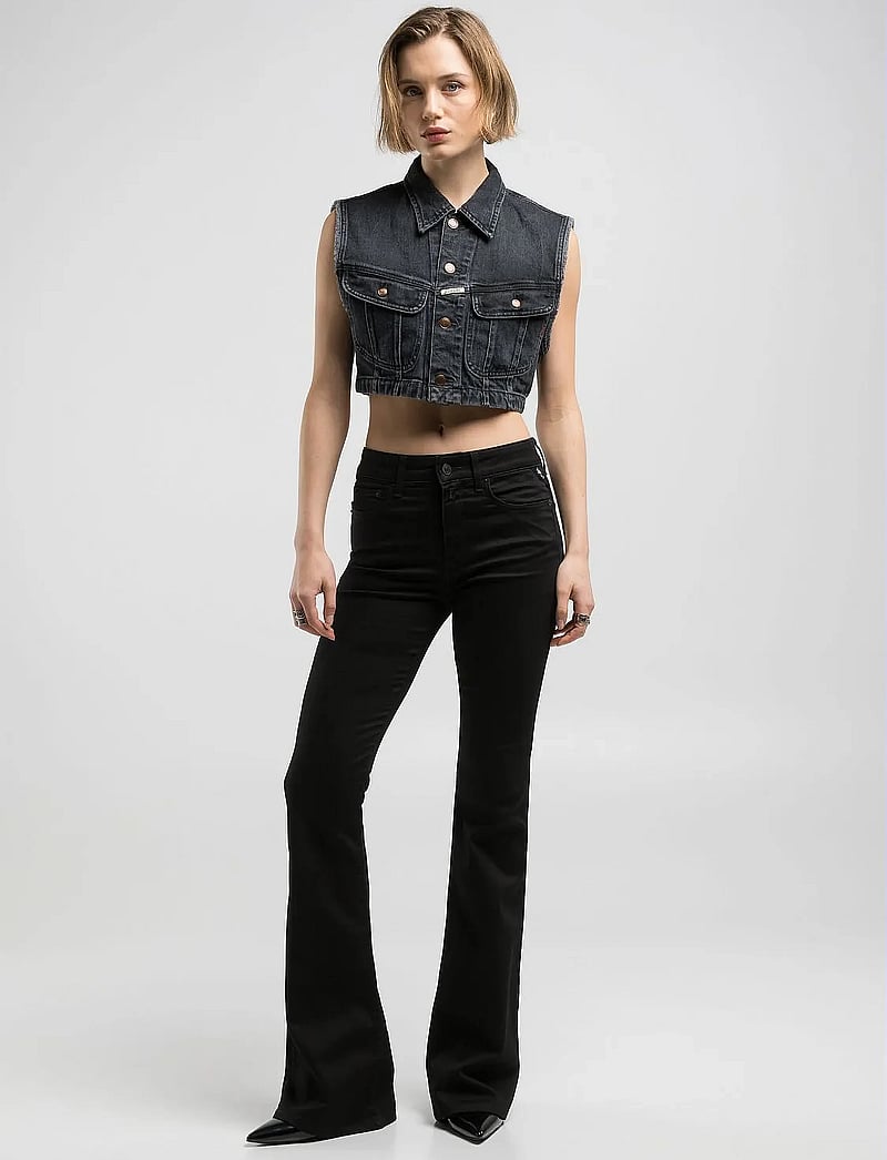 Replay - JOELLA Trousers FLARE REGULAR WAIST - alt eriti laia säärega teksad - black - 5