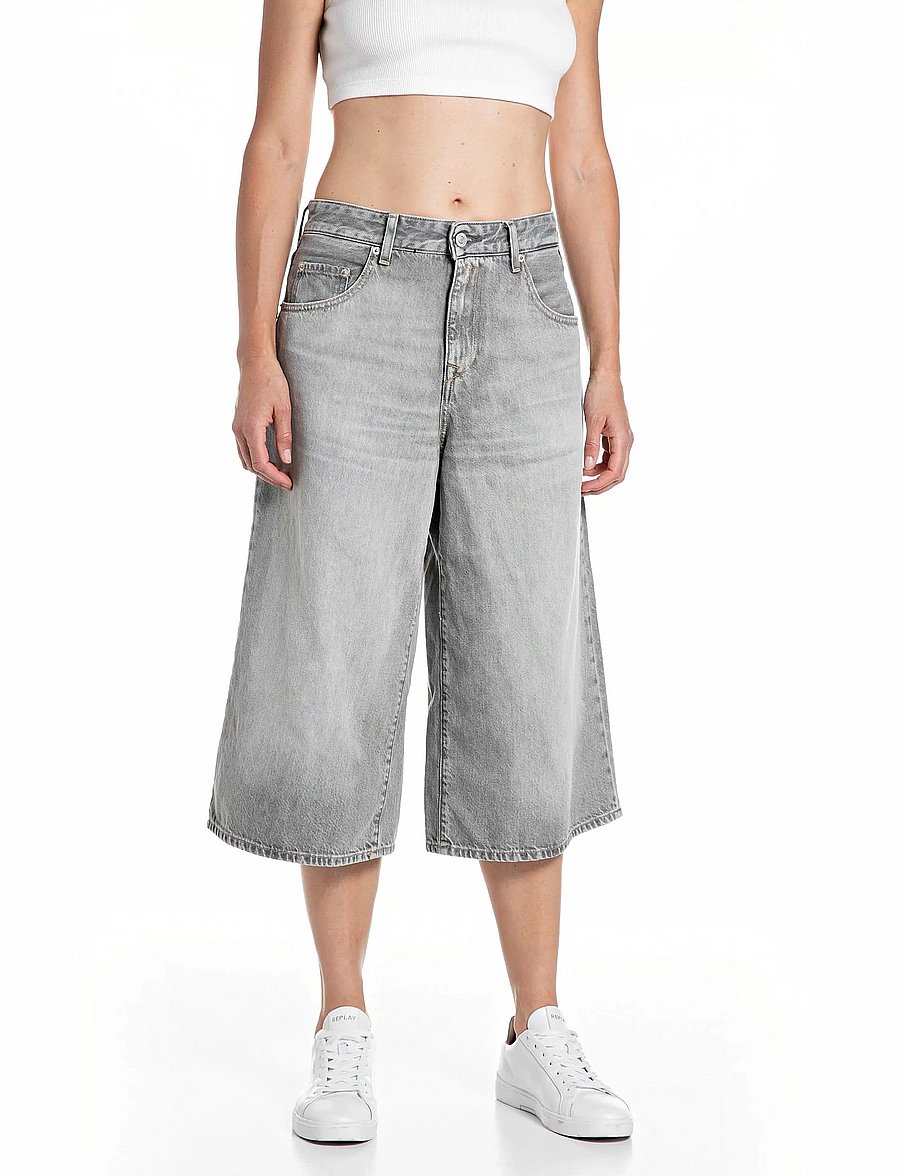 Replay - VIVYETTE Trousers WIDE LEG - laia säärega teksad - grey - 0