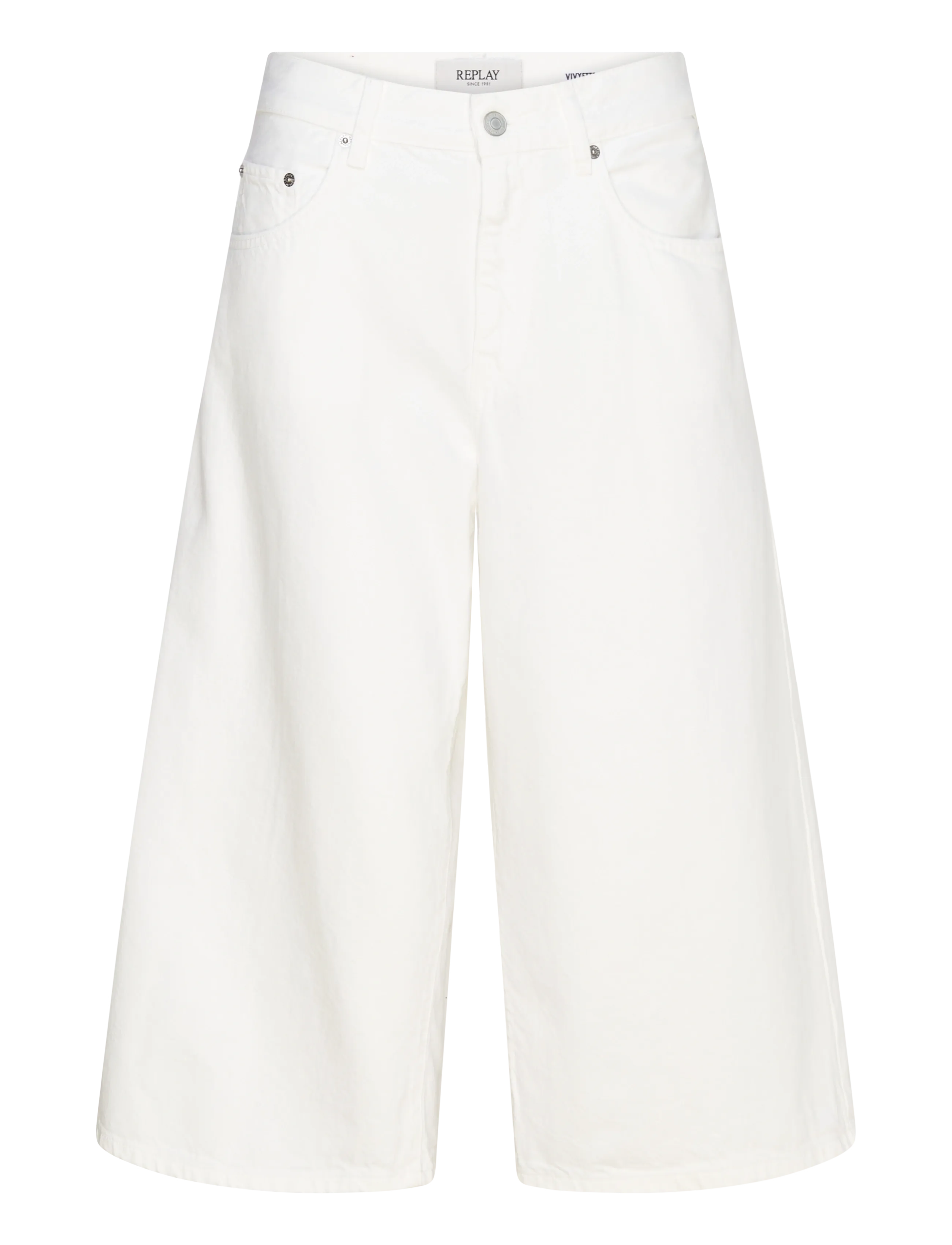 Replay VIVYETTE Trousers WIDE LEG - Riided - WHITE / white