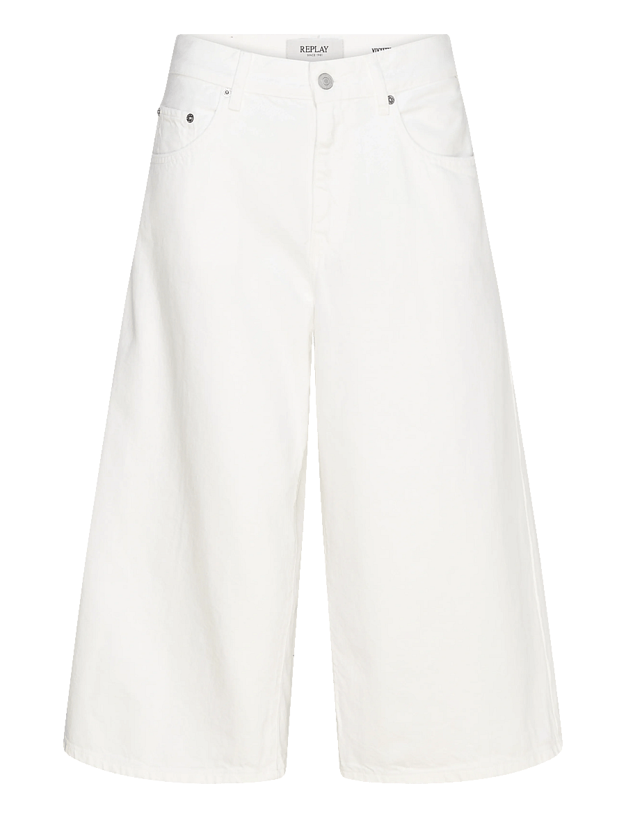 Replay - VIVYETTE Trousers WIDE LEG - culottes - white - 1