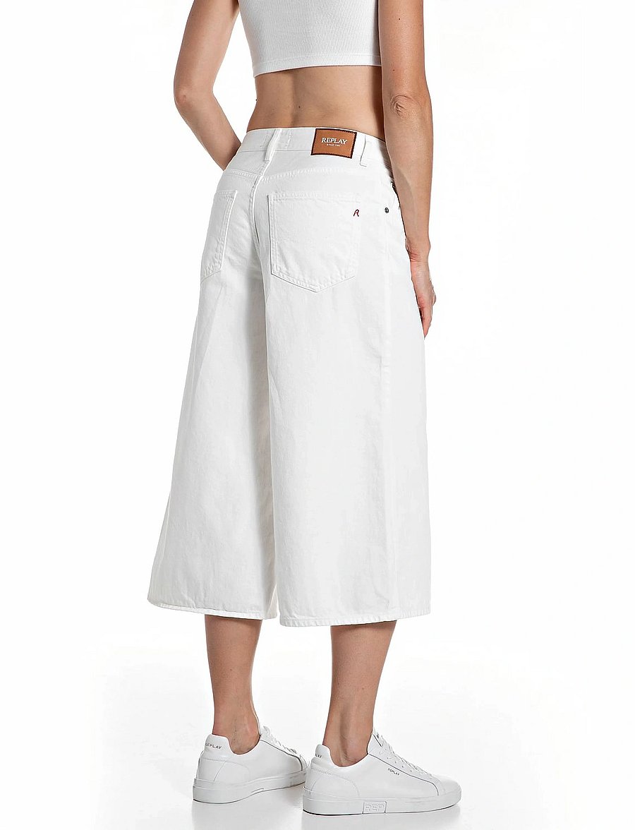 Replay - VIVYETTE Trousers WIDE LEG - culottes - white - 3