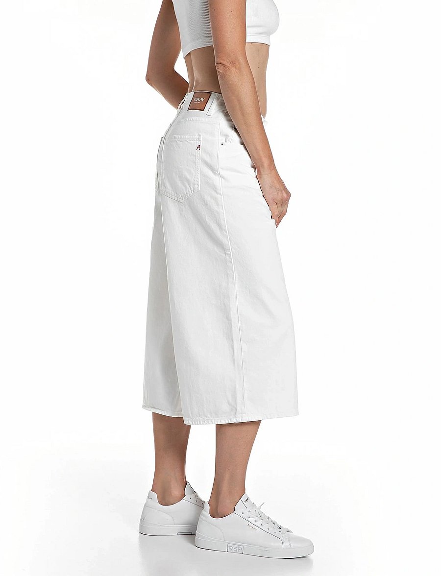 Replay - VIVYETTE Trousers WIDE LEG - culottes - white - 4